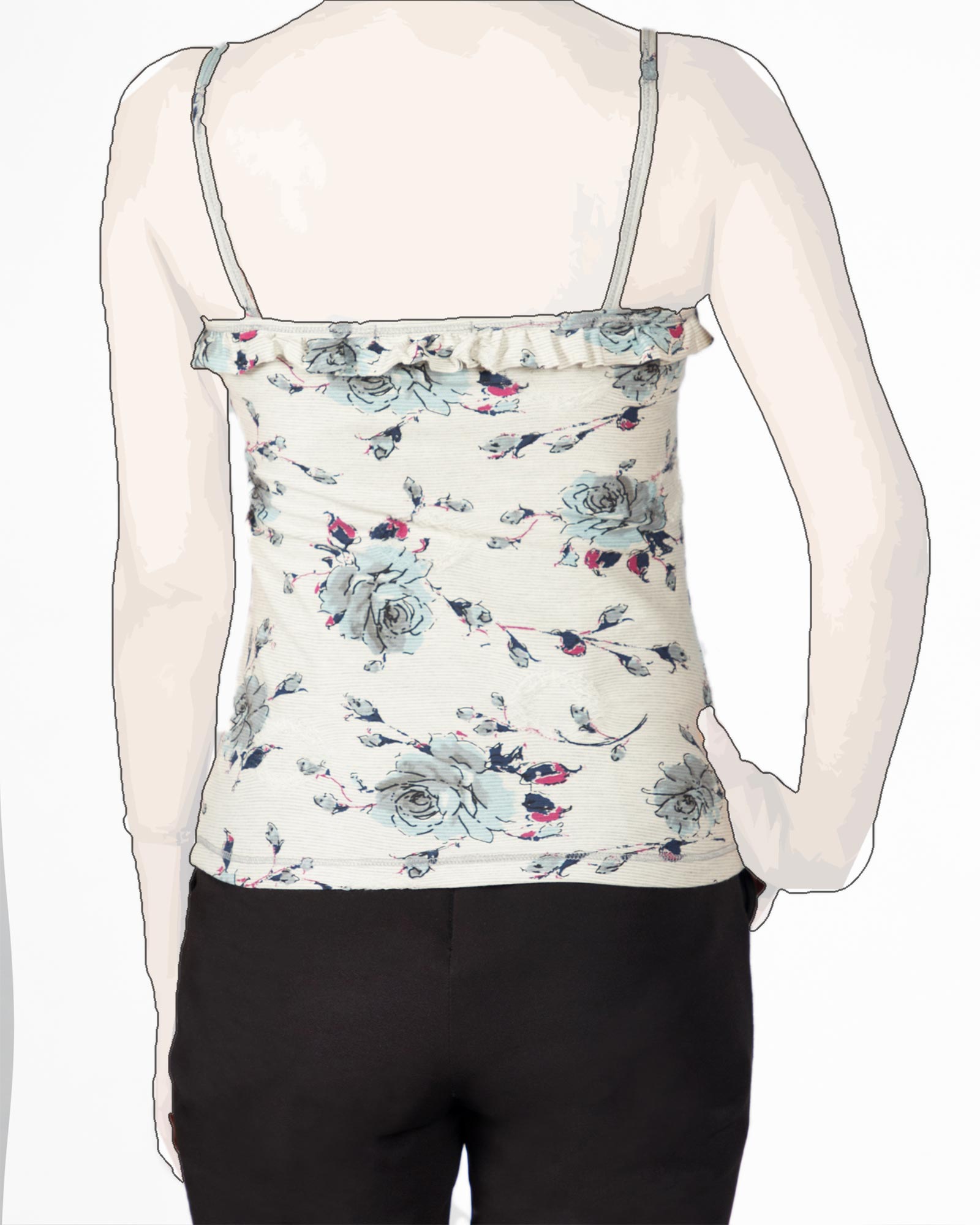 تاپ بندی گلدار زنانه - آبی آسمانی -پشت