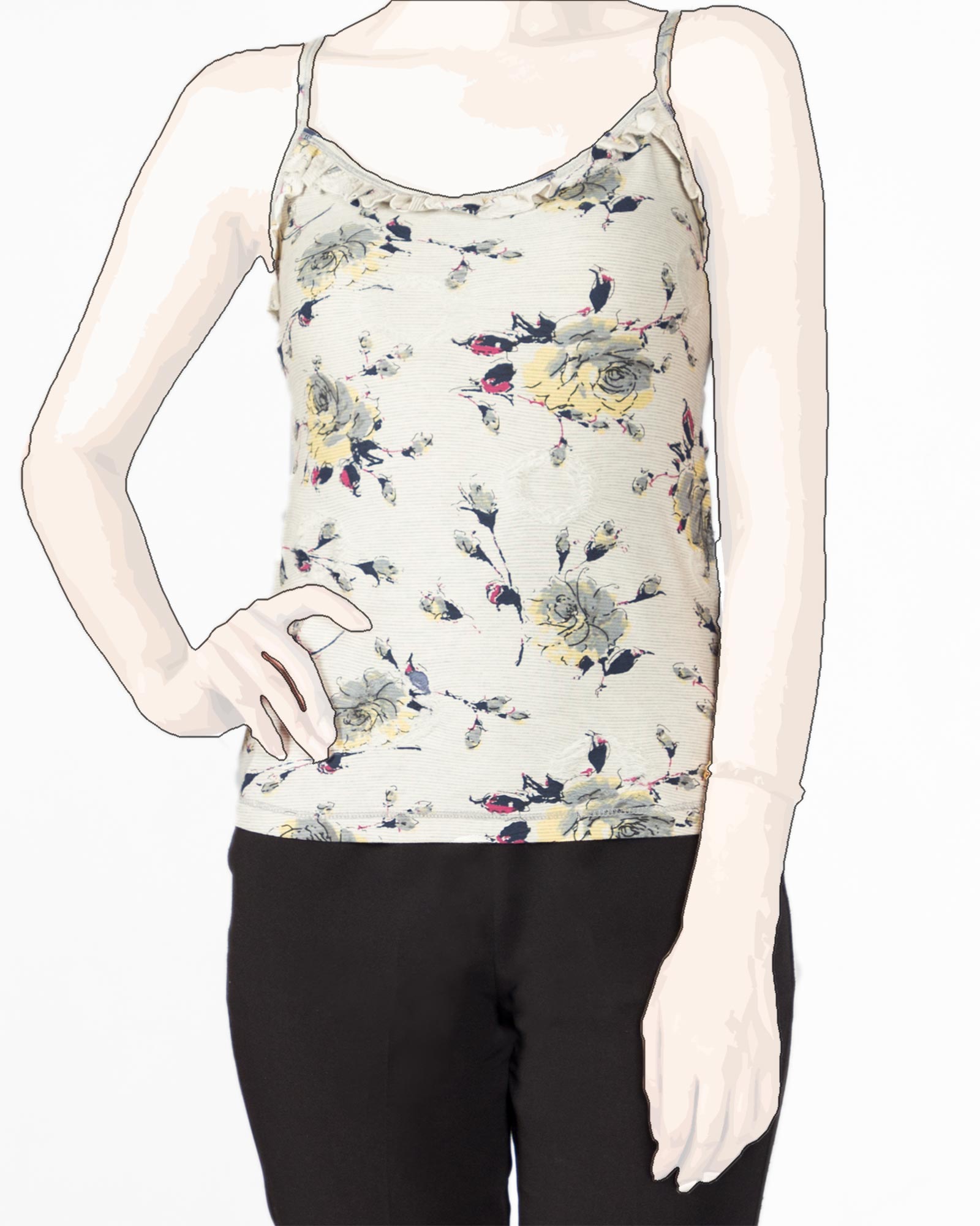 تاپ بندی گلدار زنانه - عسلی-روبه-رو