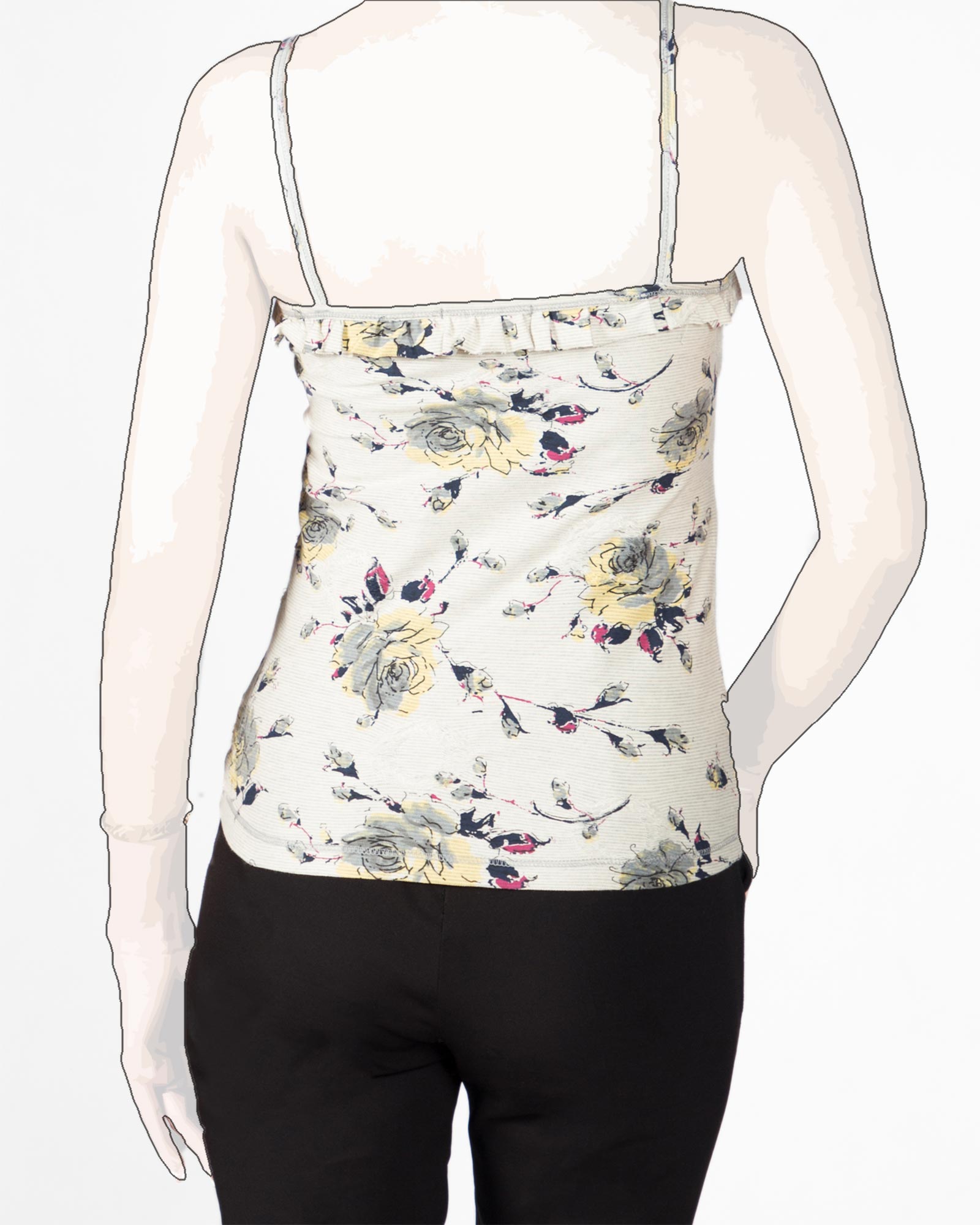 تاپ بندی گلدار زنانه - عسلی-پشت