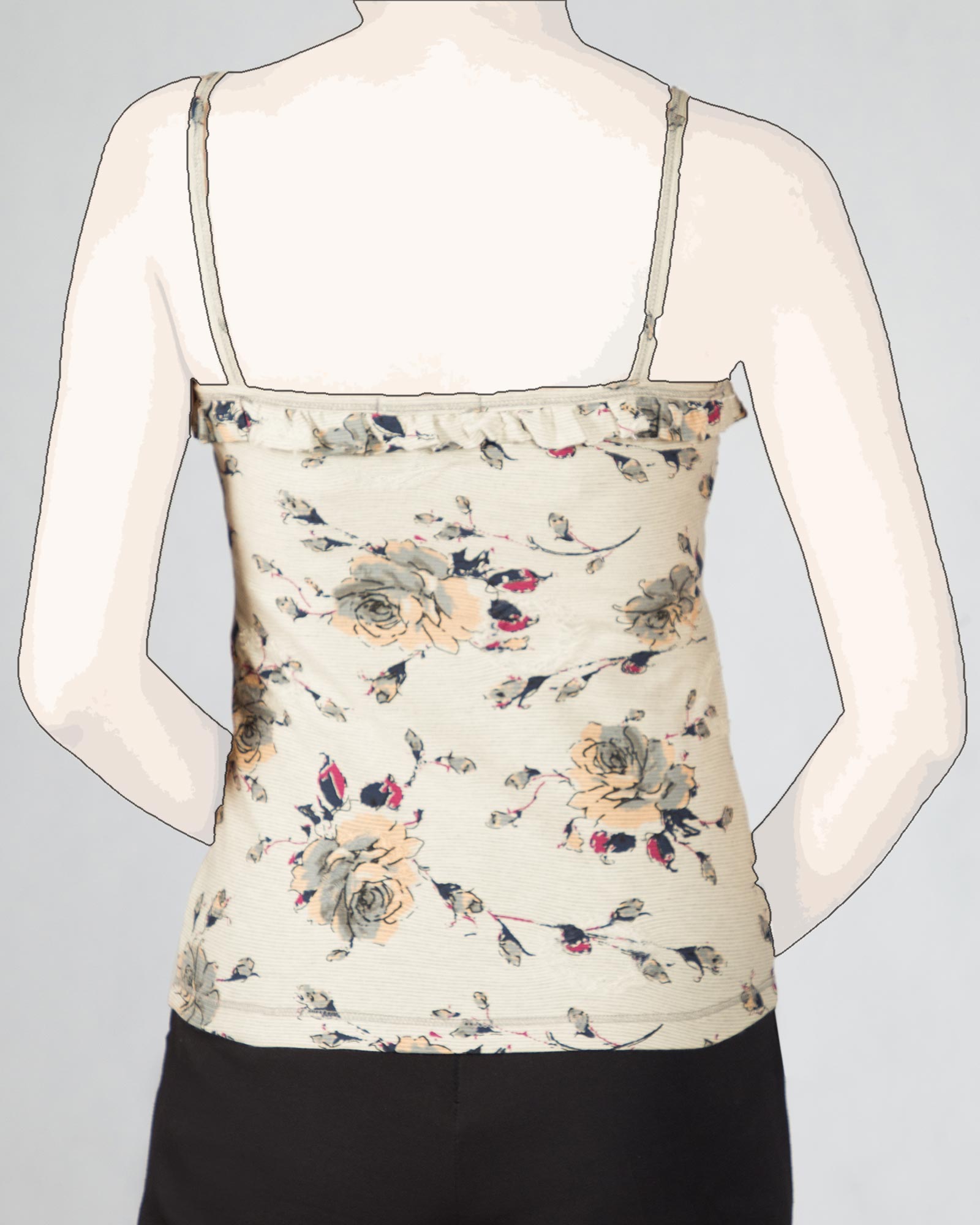 تاپ بندی گلدار زنانه - هلویی سیر-پشت