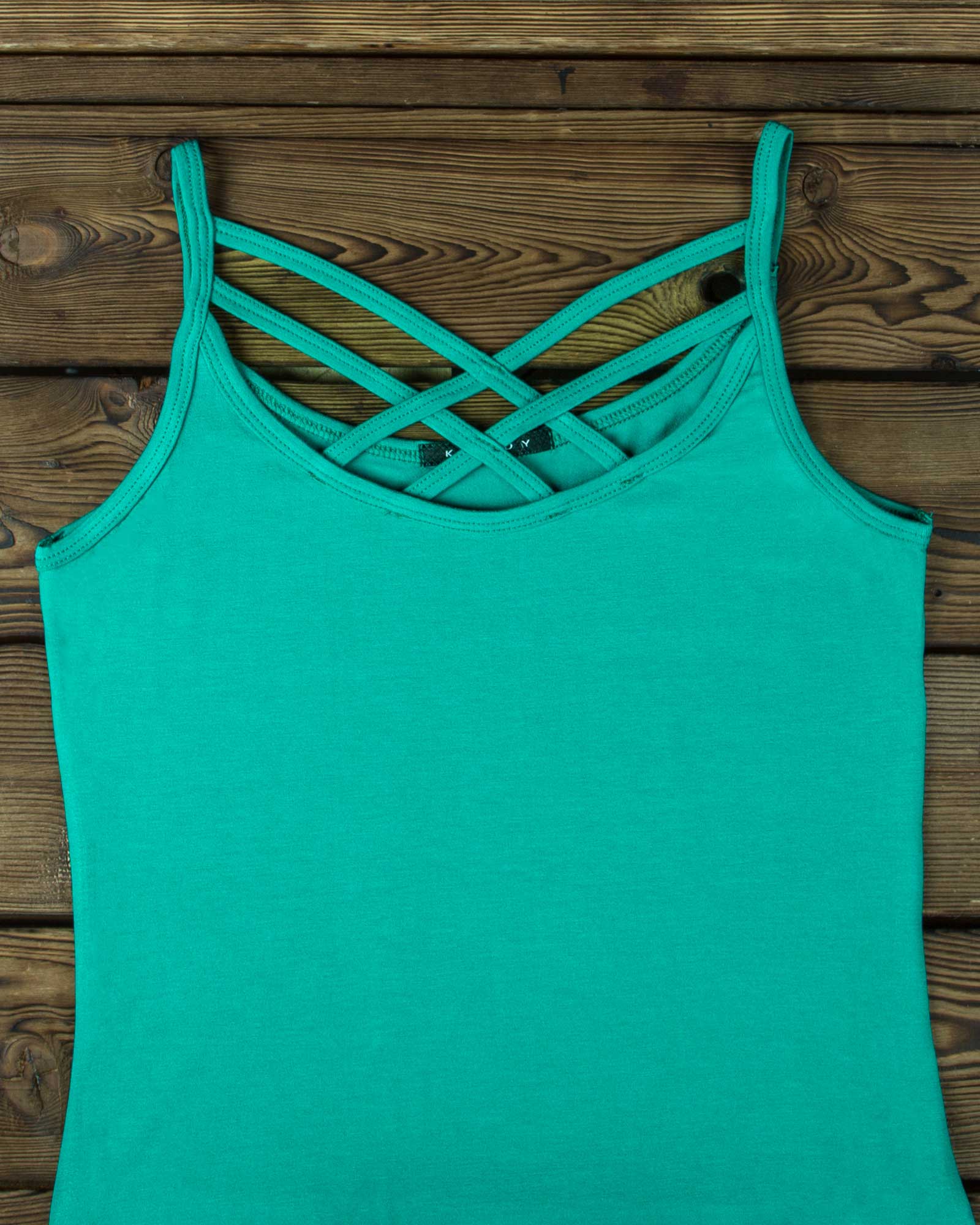 تاپ زنانه بند ضربدری - سبز خره ای - جزییات