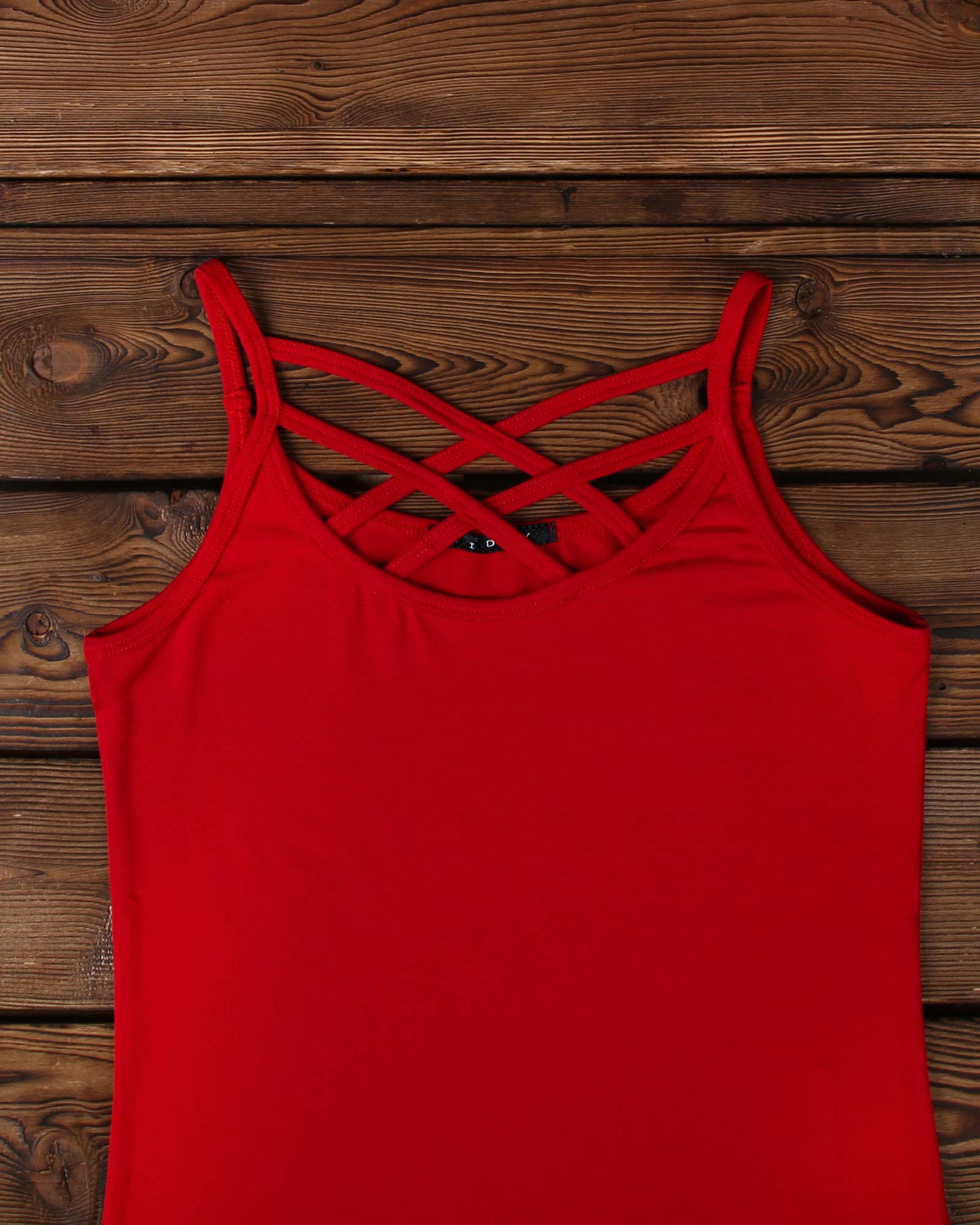 تاپ زنانه بند ضربدری - قرمز - جزییات