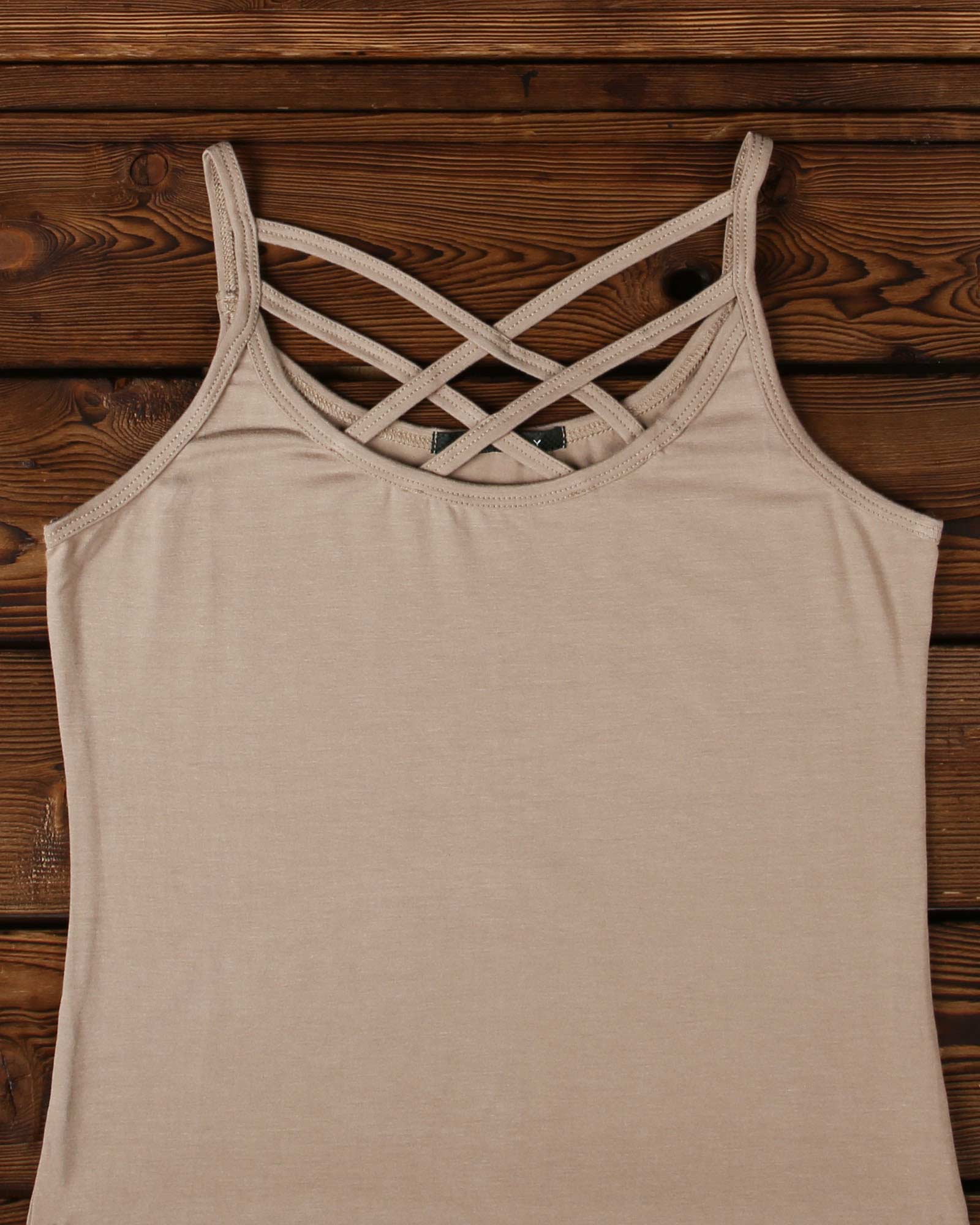 تاپ زنانه بند ضربدری - کرمی - جزییات