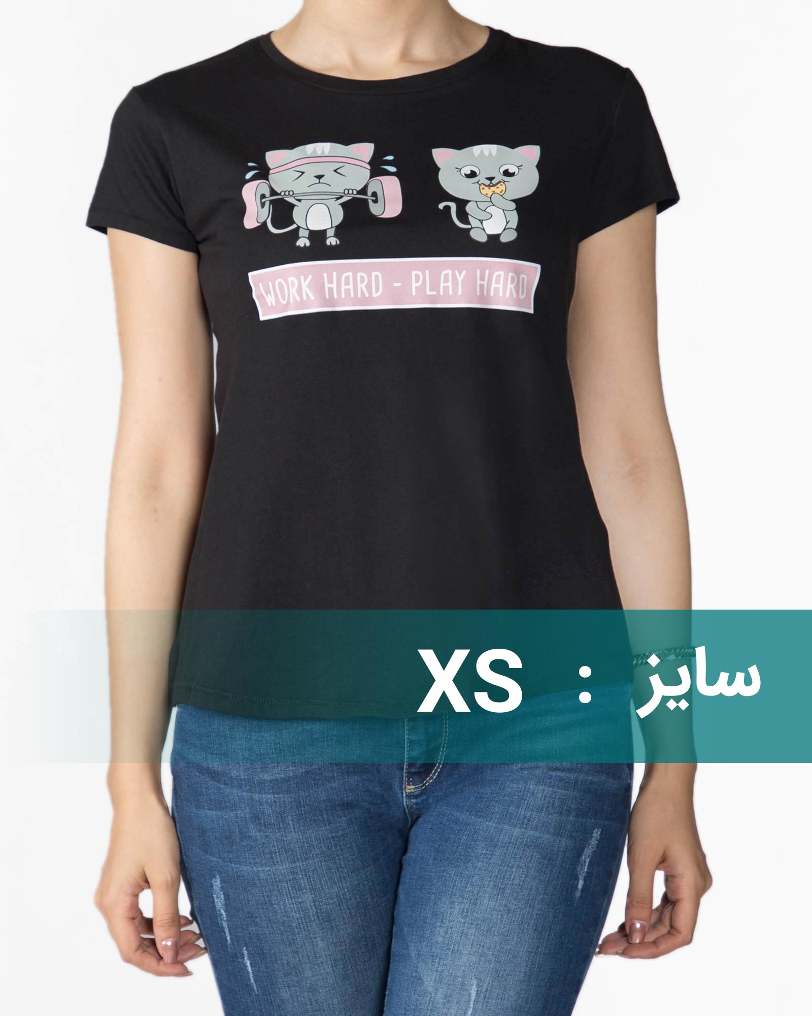 تیشرت دخترانه مشکی طرح گربه