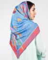 روسری آبی زنانه طرح پرنده - آبی روشن - پشت