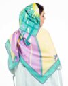 روسری مجلسی دخترانه طرح دار - سبز چمنی - پشت