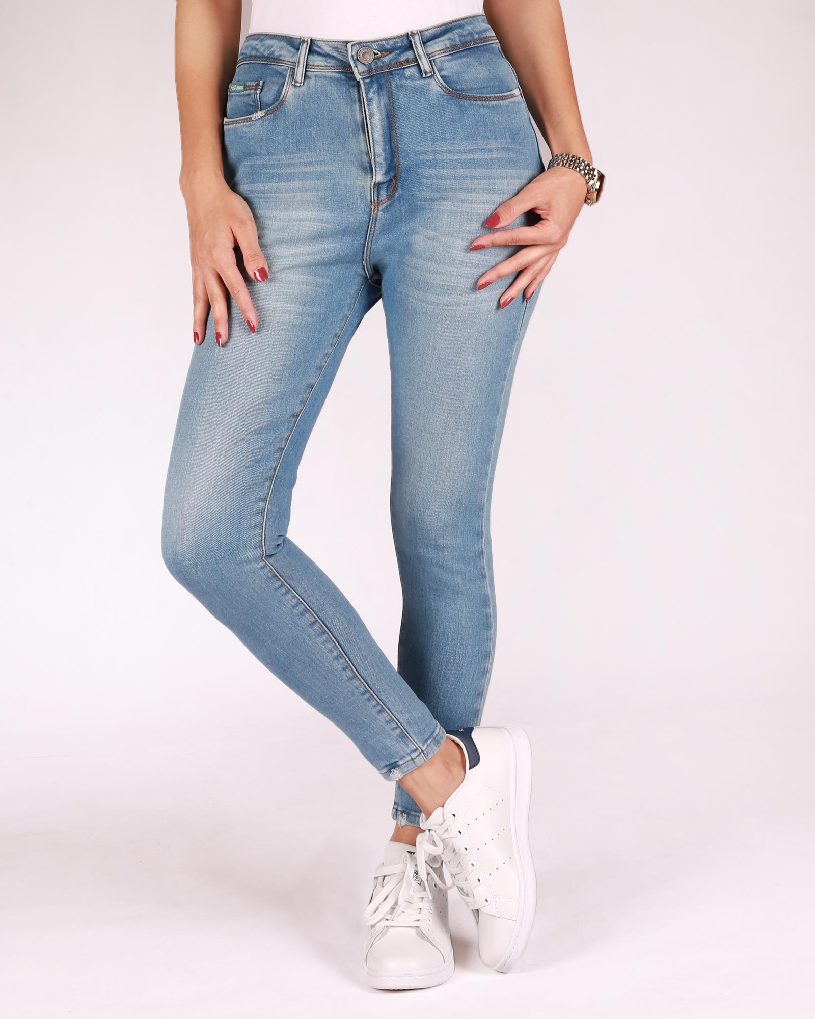 شلوار جین اسپرت زنانه - آبی - رو به رو