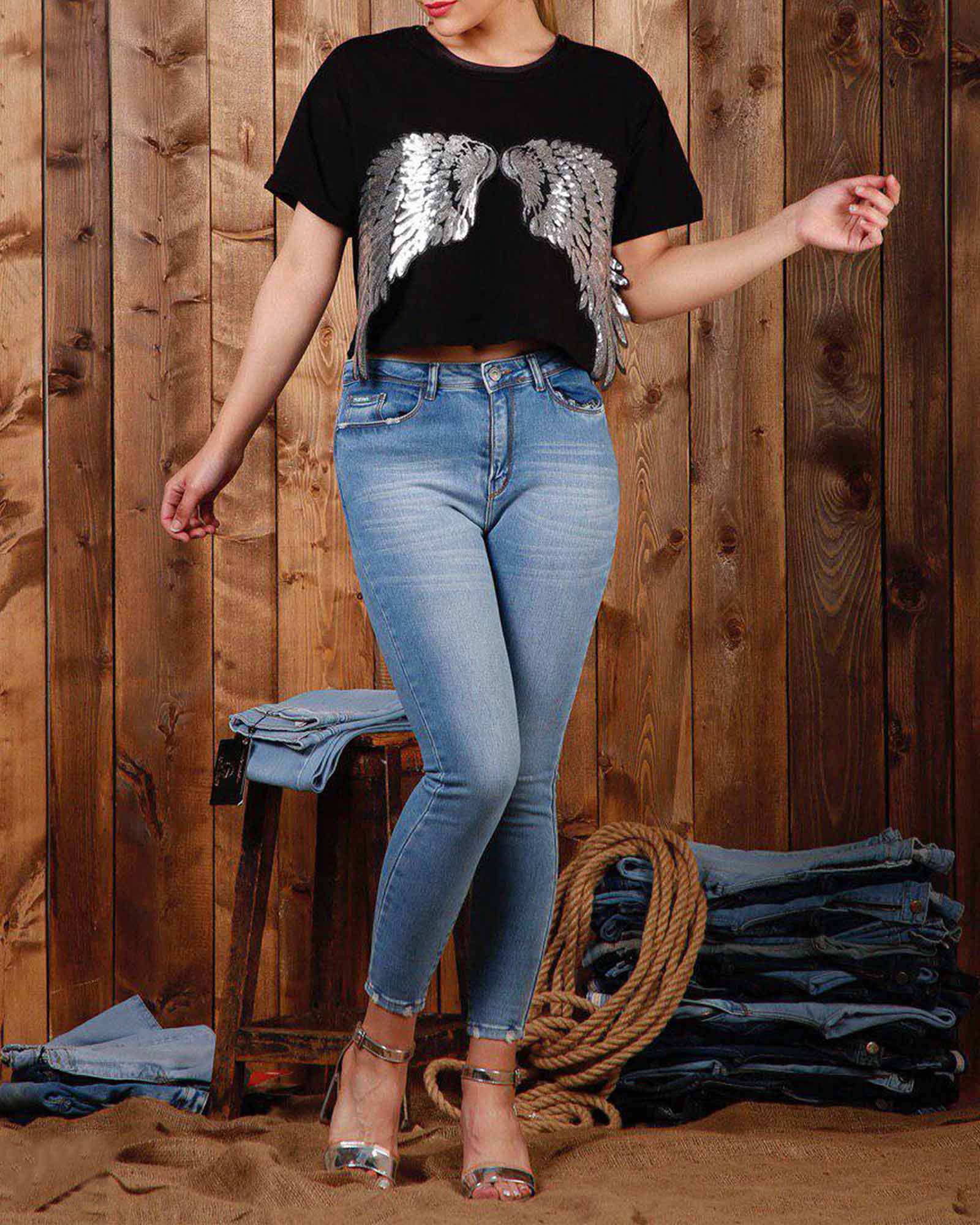 شلوار جین اسپرت زنانه - آبی - محیطی زنانه