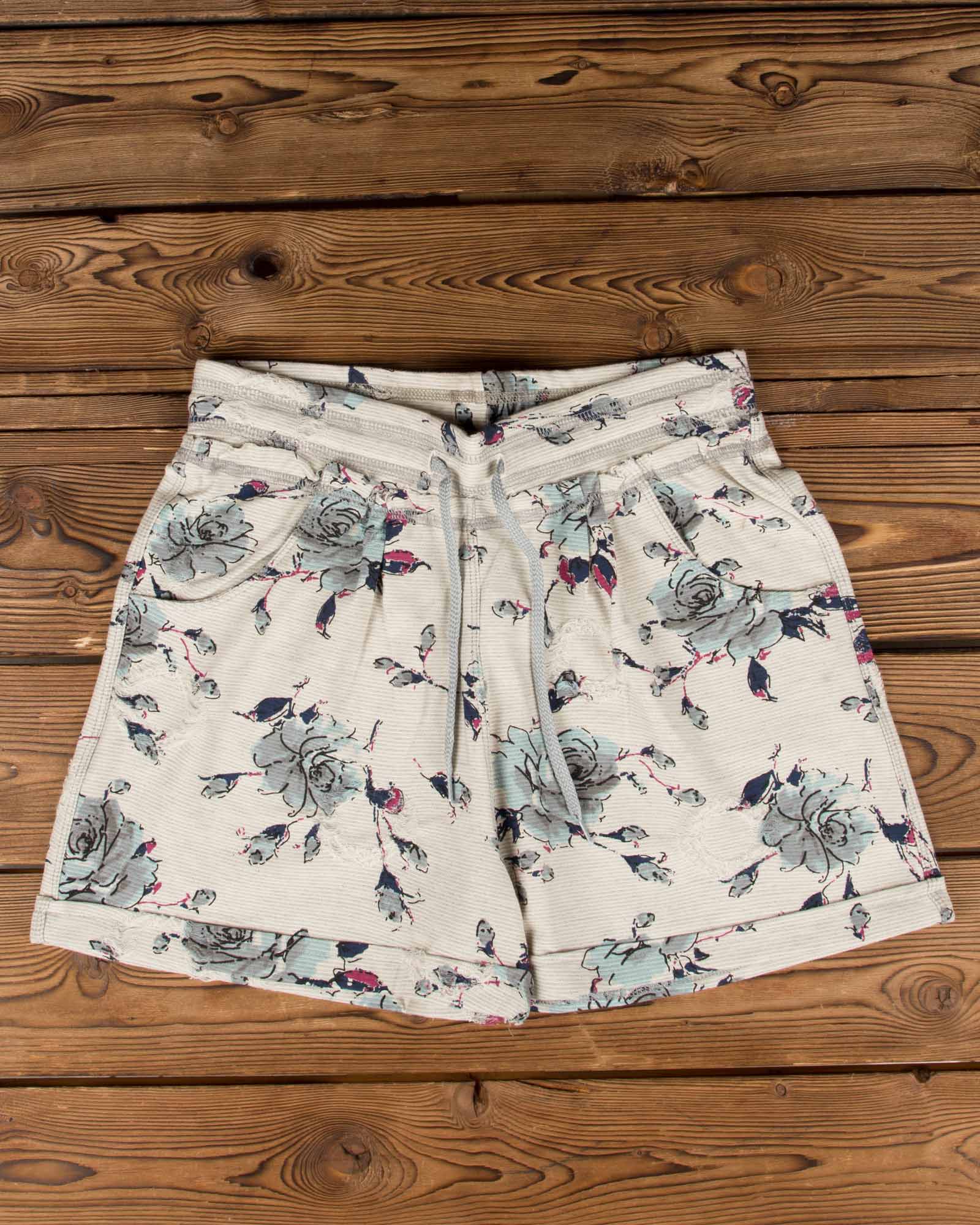 شلوارک کوتاه گلدار زنانه - آبی آسمانی - جزییات