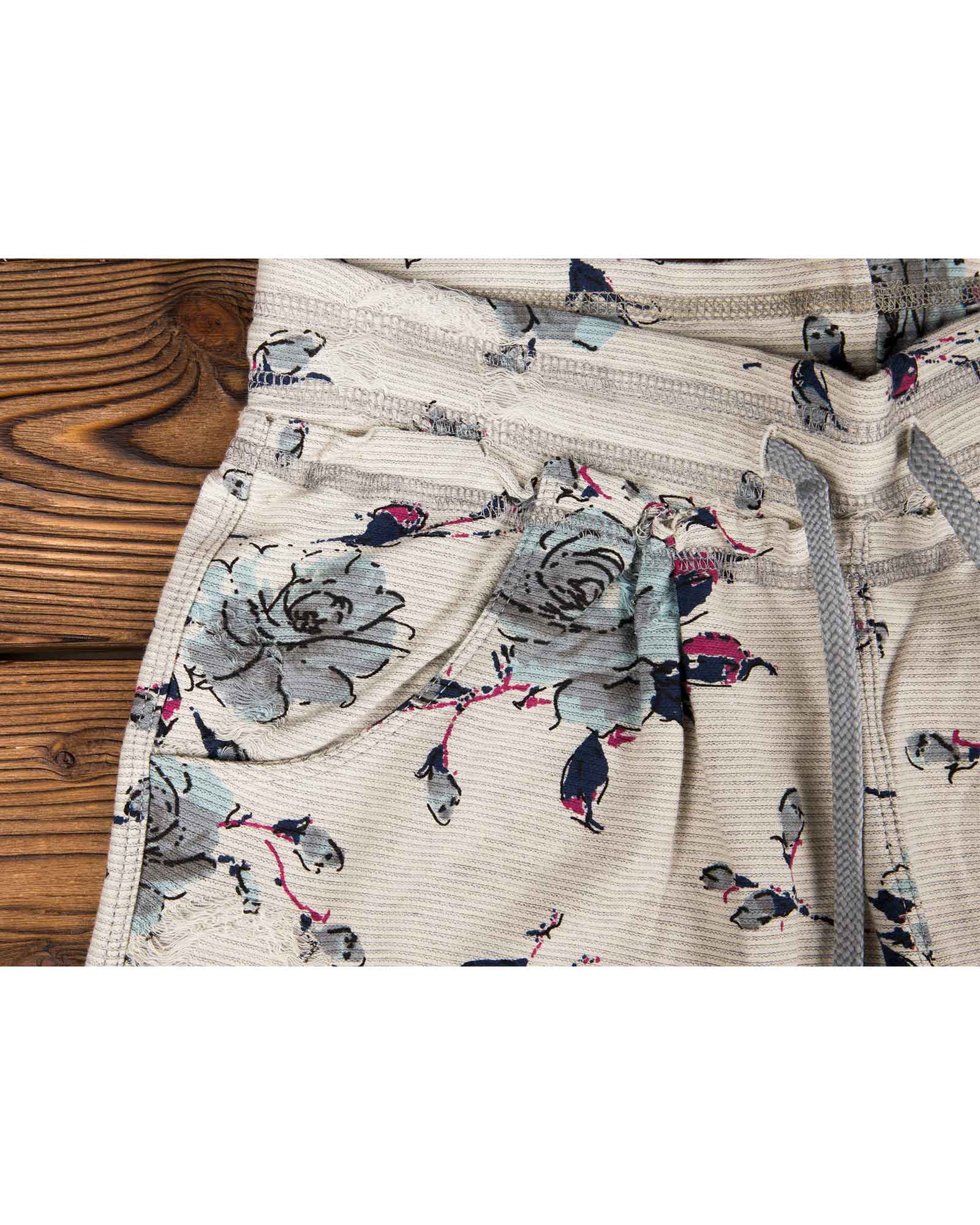 شلوارک کوتاه گلدار زنانه - آبی آسمانی - جیب