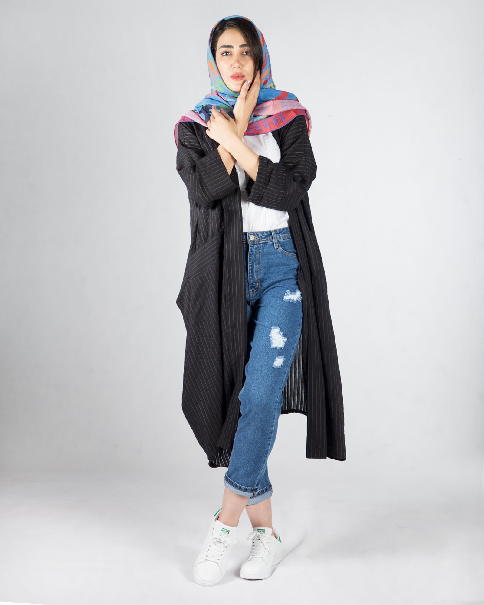 مانتو بلند گشاد اسپرت - مشکی - محیطی