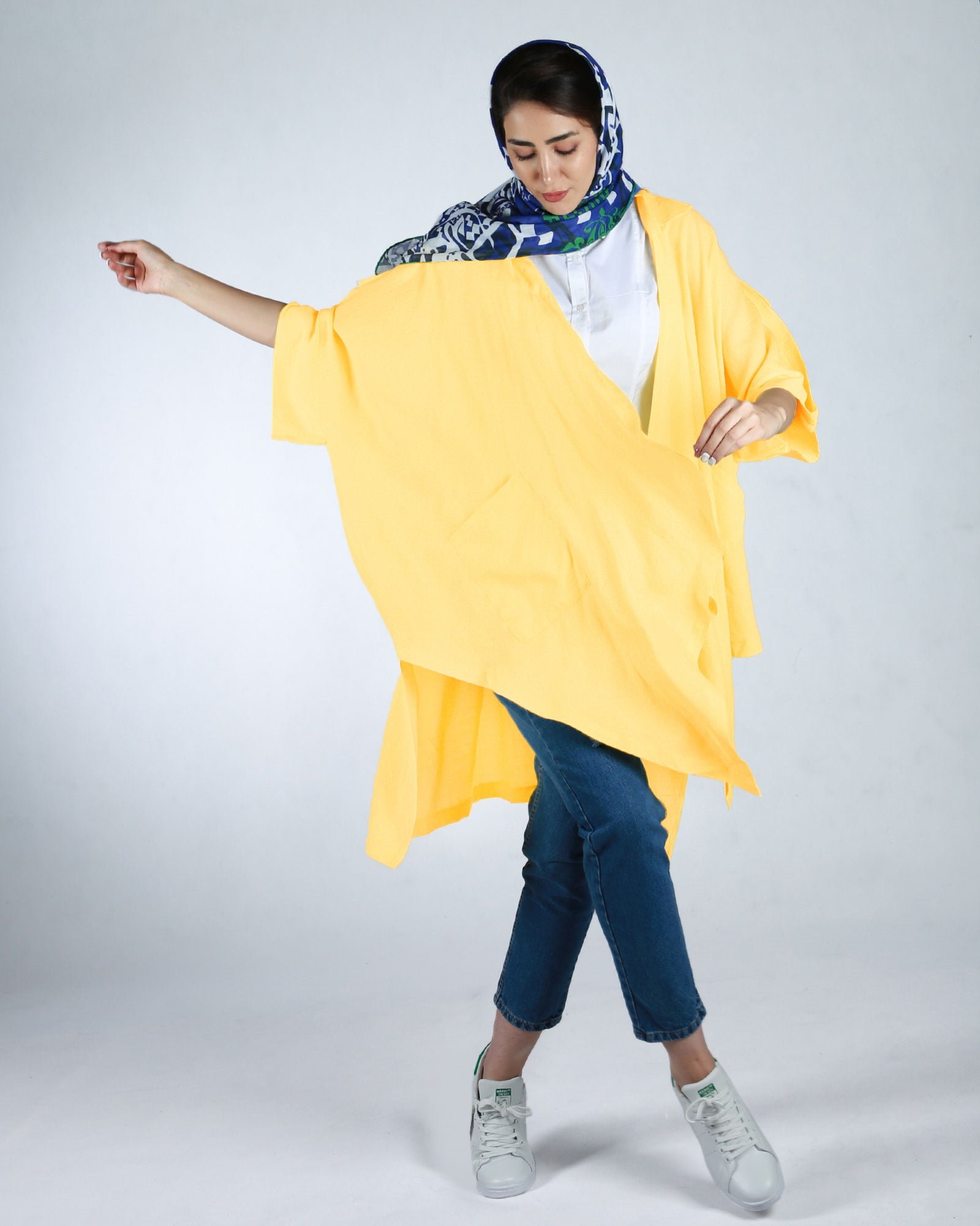 مانتو تابستانی نخی ساده - لیمویی - محیطی