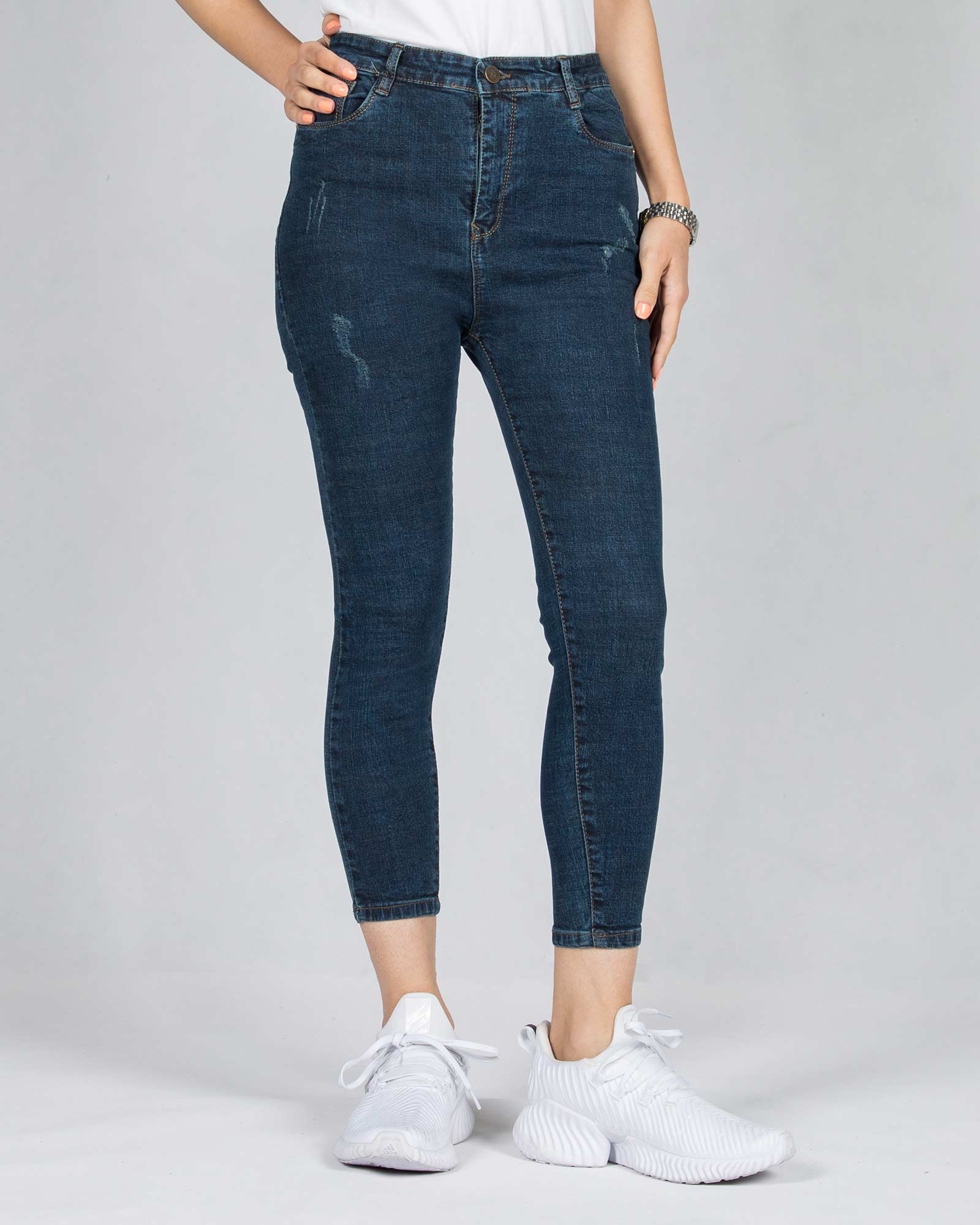 شلوار جین سرمه ای جذب زنانه - سرمه ای - رو به رو