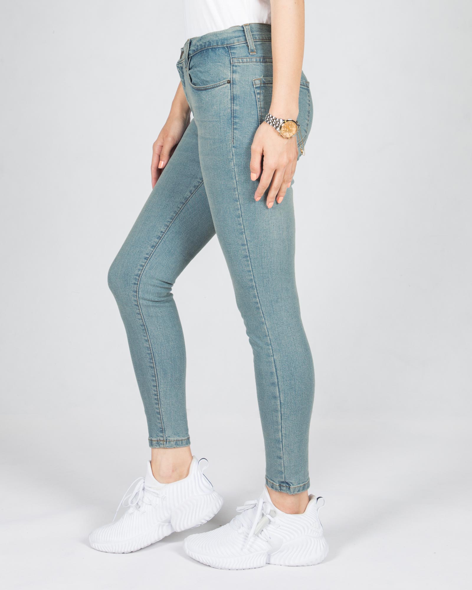 شلوار جین کشی زنانه اسپرت - آبی روشن - بغل