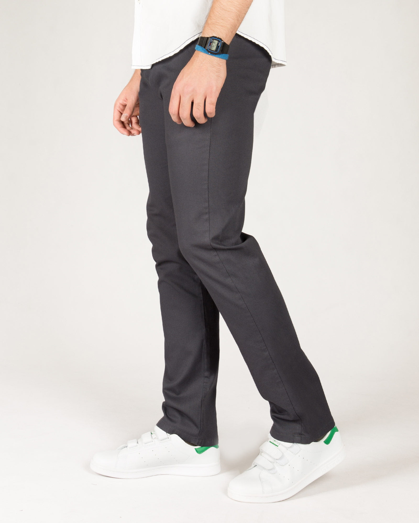 شلوار مردانه کتان راسته - خاکستری تیره - بغل