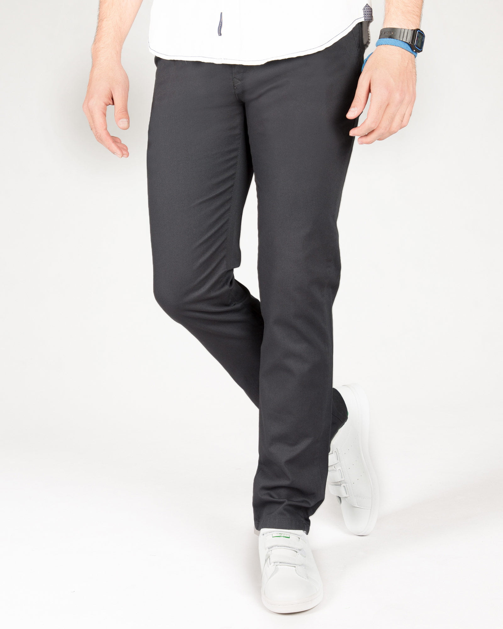 شلوار مردانه کتان راسته - خاکستری تیره - رو به رو