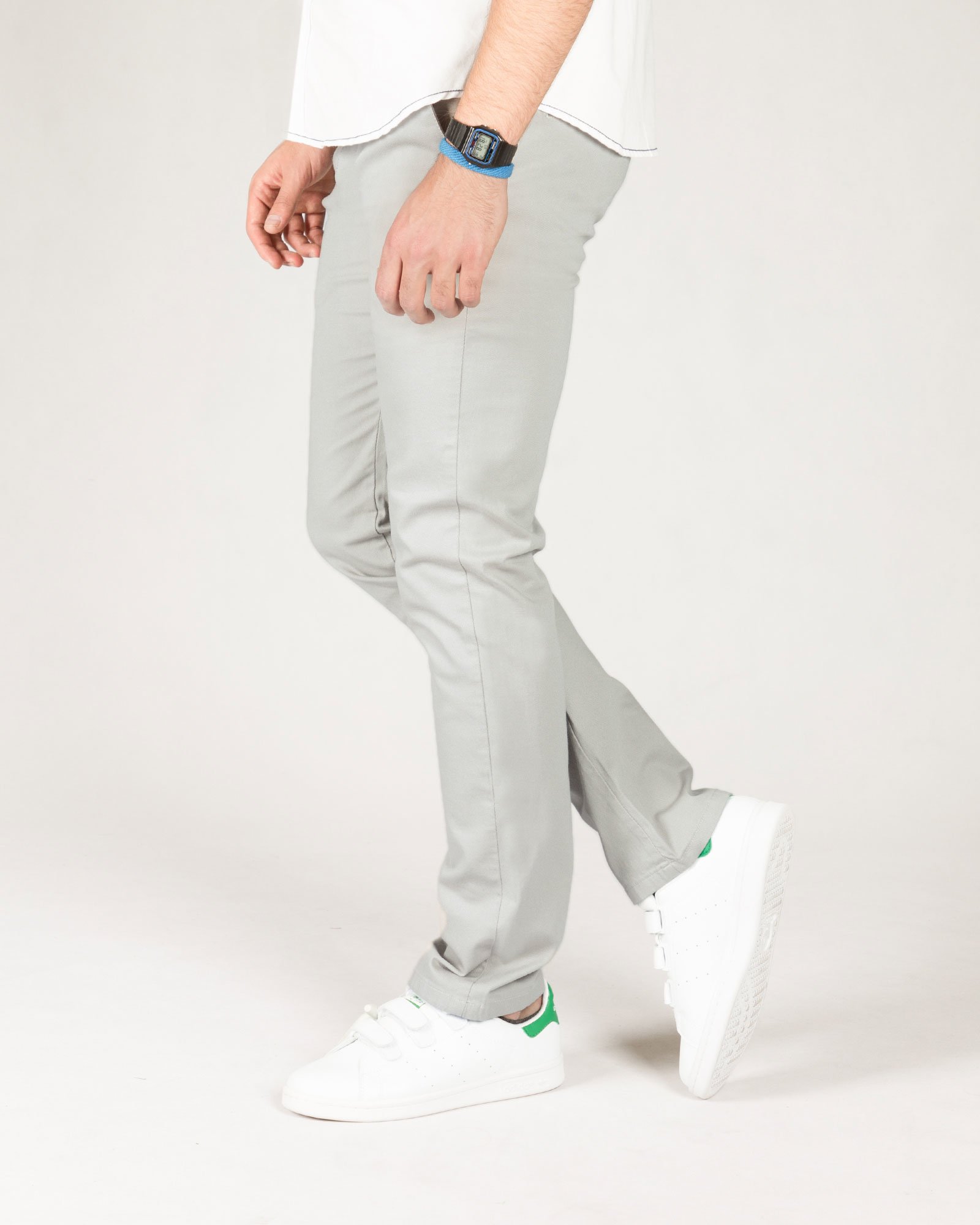 شلوار مردانه کتان راسته - طوسی - بغل