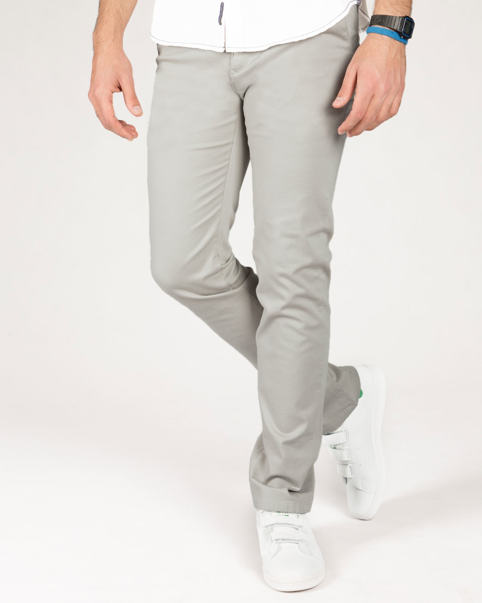 شلوار مردانه کتان راسته - طوسی - رو به رو