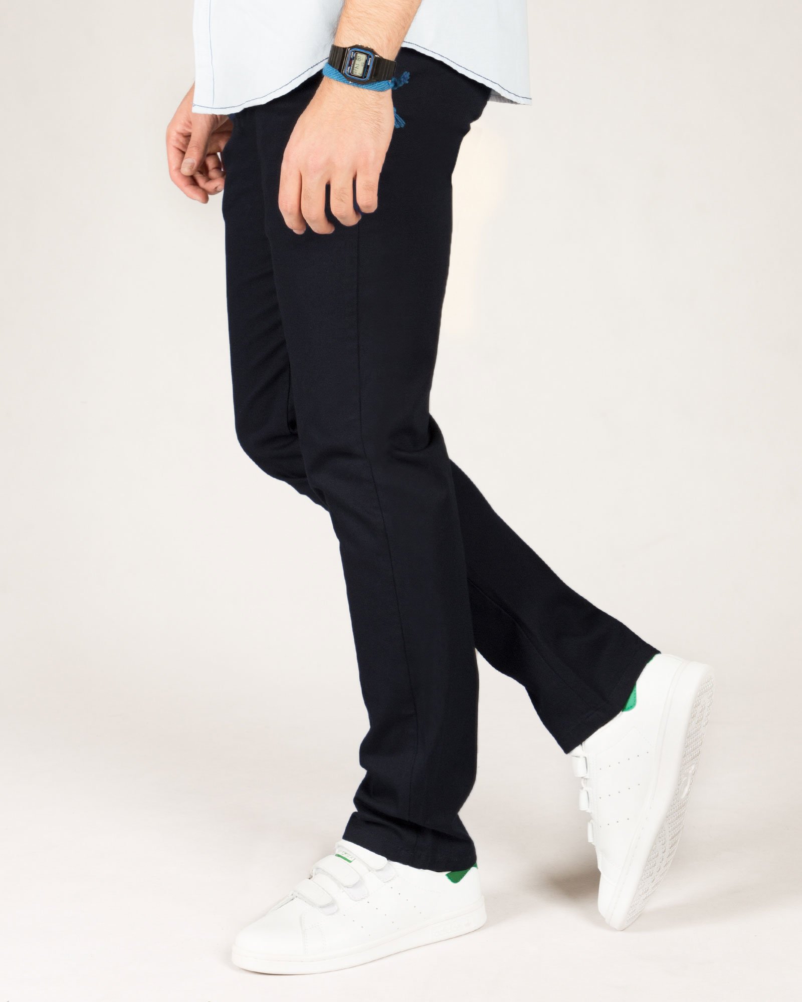 شلوار مردانه کتان راسته - مشکی - بغل