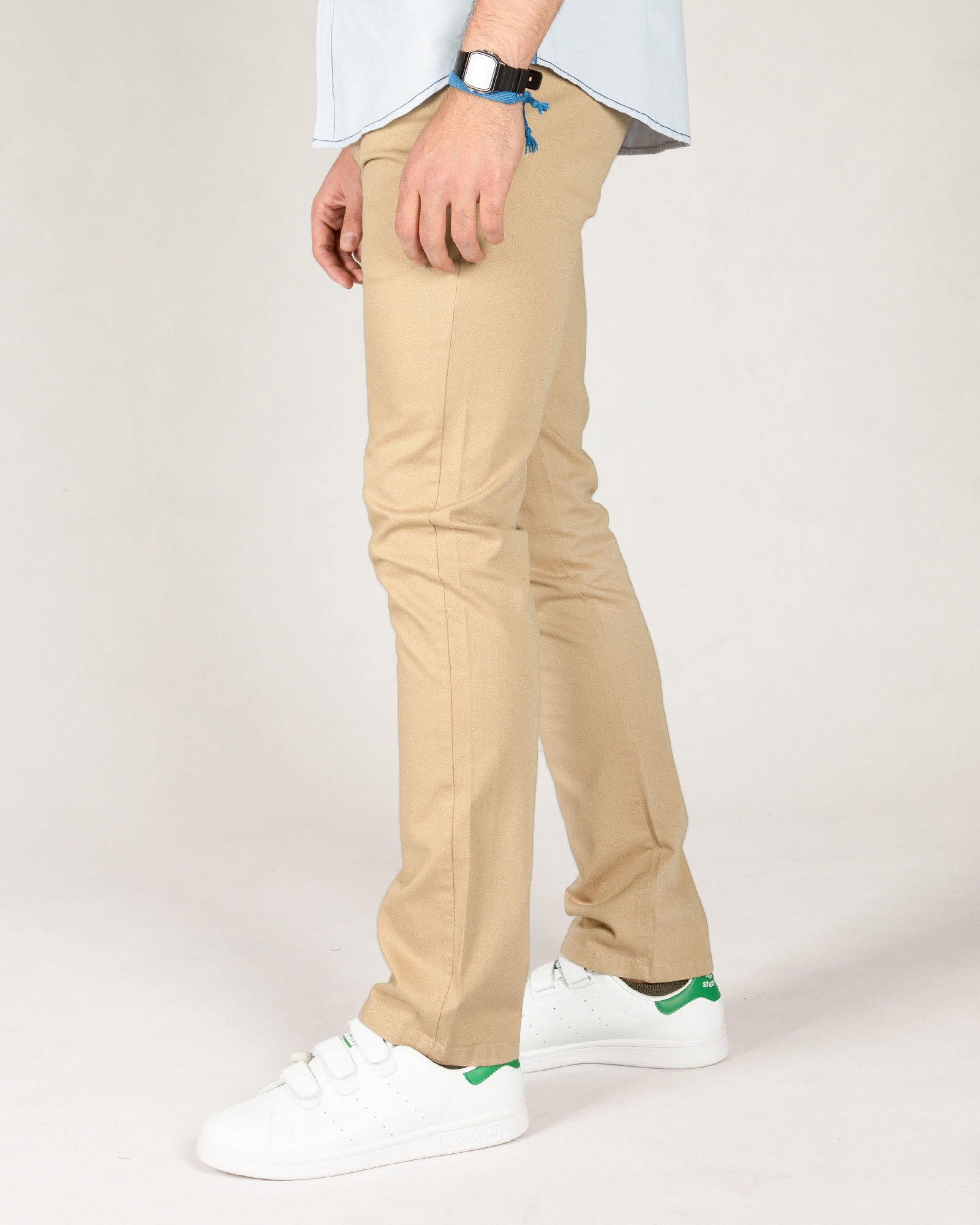 شلوار مردانه کتان راسته - کرمی - بغل