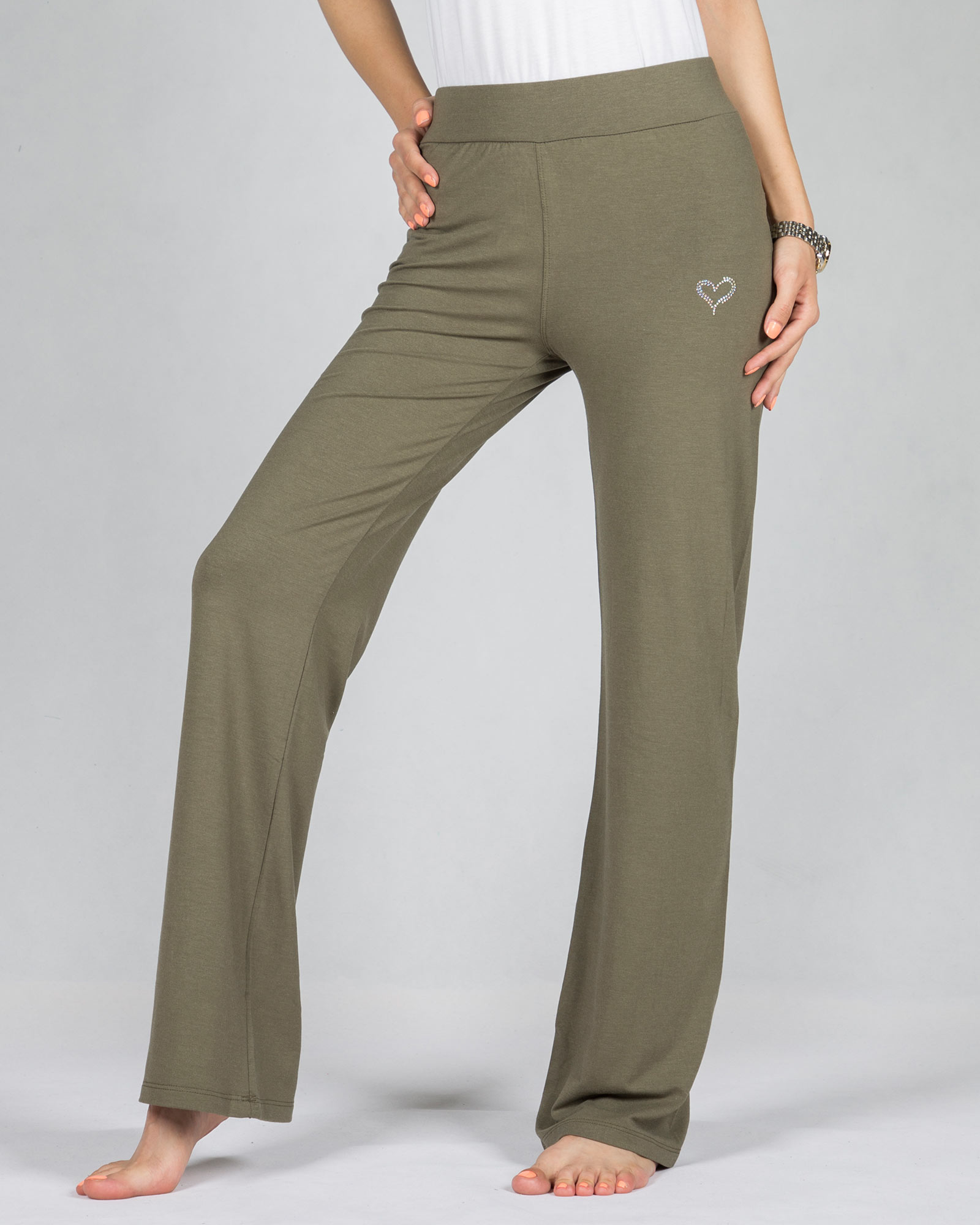 شلوار نخی راحتی زنانه - زیتونى