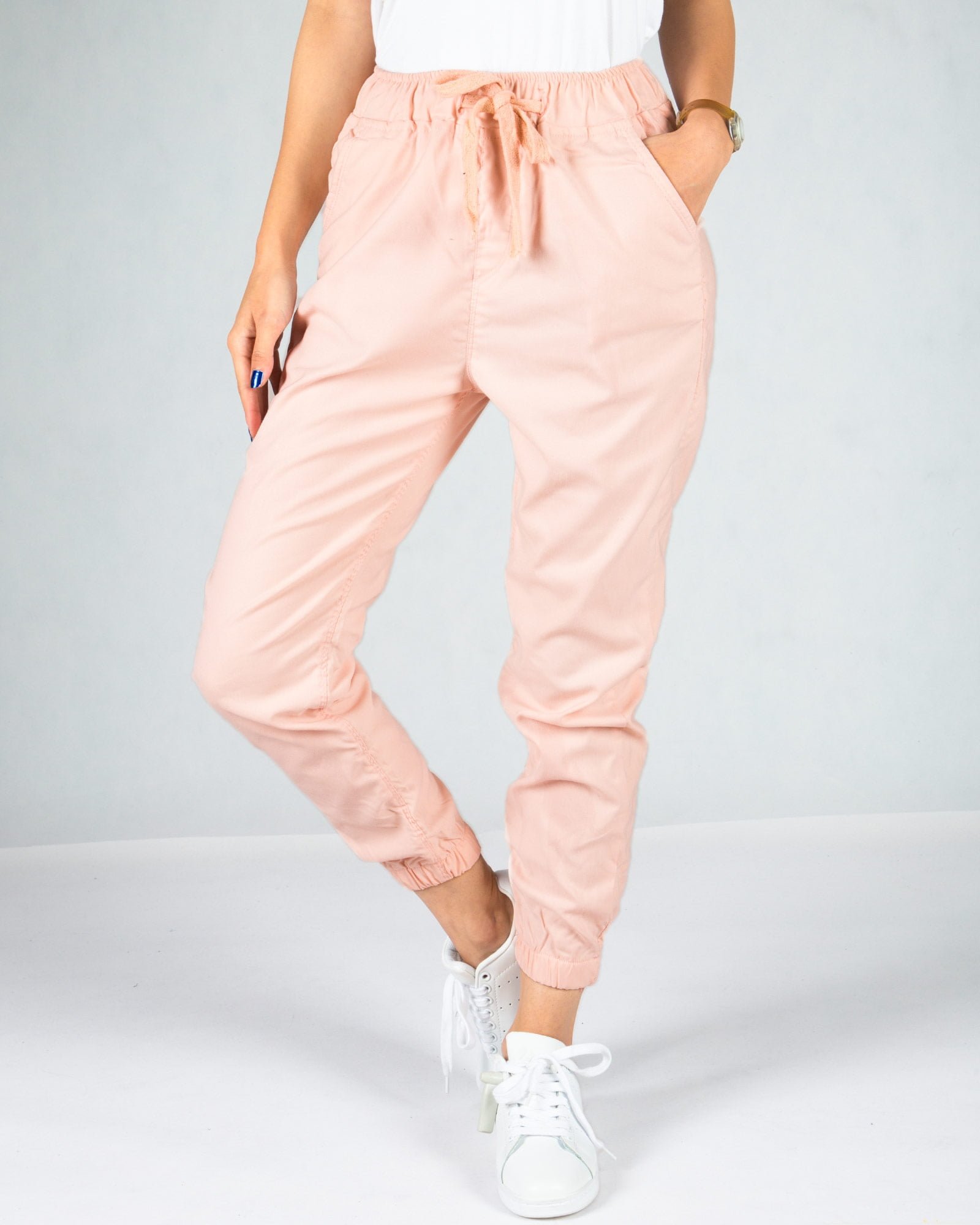 شلوار کتان صورتی گت دار زنانه - صورتی - رو به رو