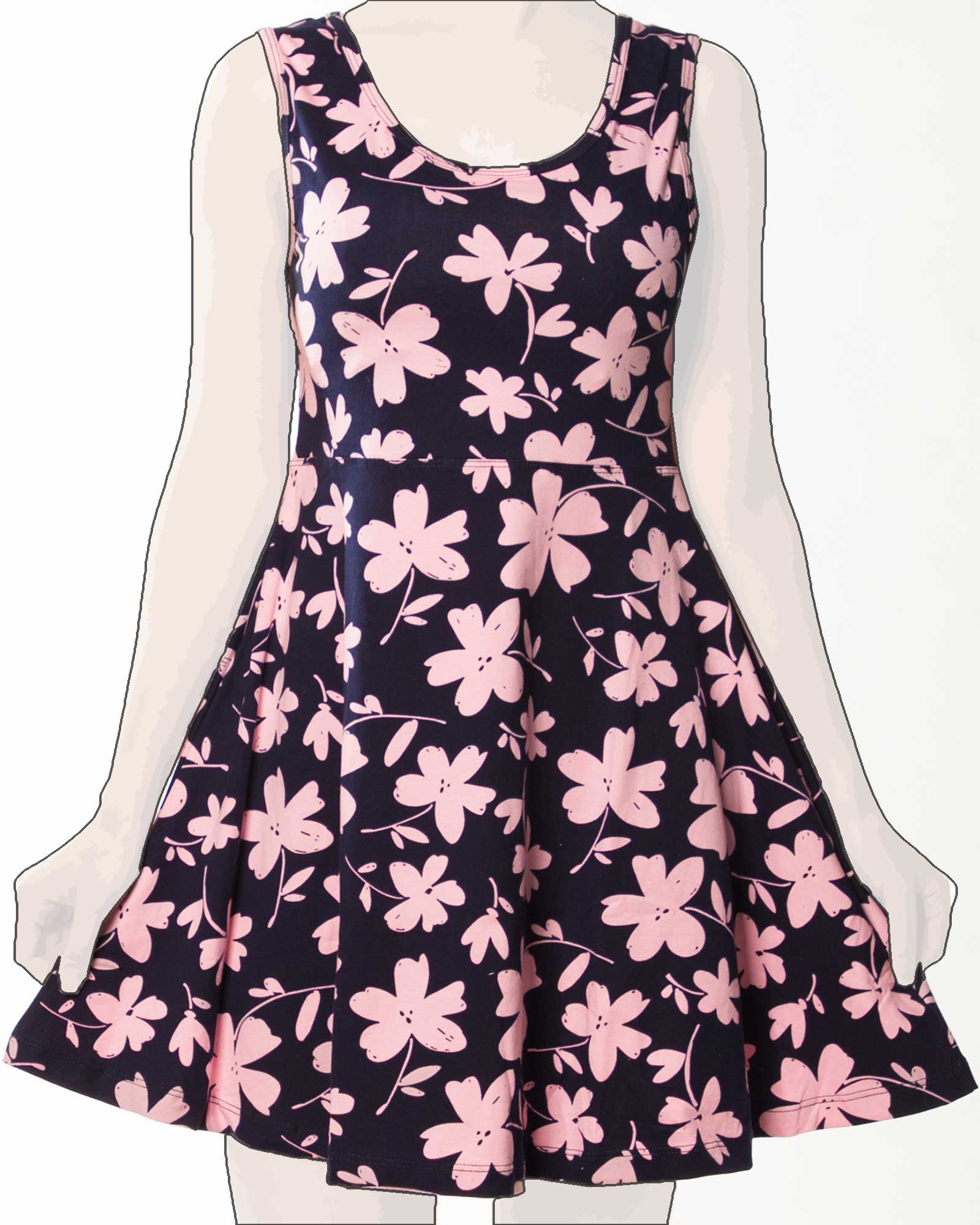 پیراهن نخی گلدار کوتاه زنانه -صوتی - روبه-رو