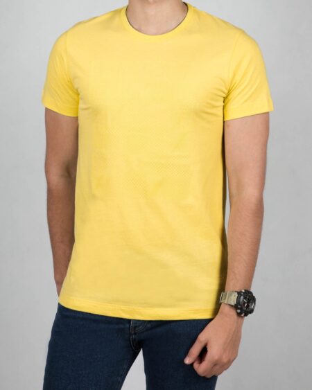 تی شرت مردانه اسپرت یقه گرد - زرد - رو به رو