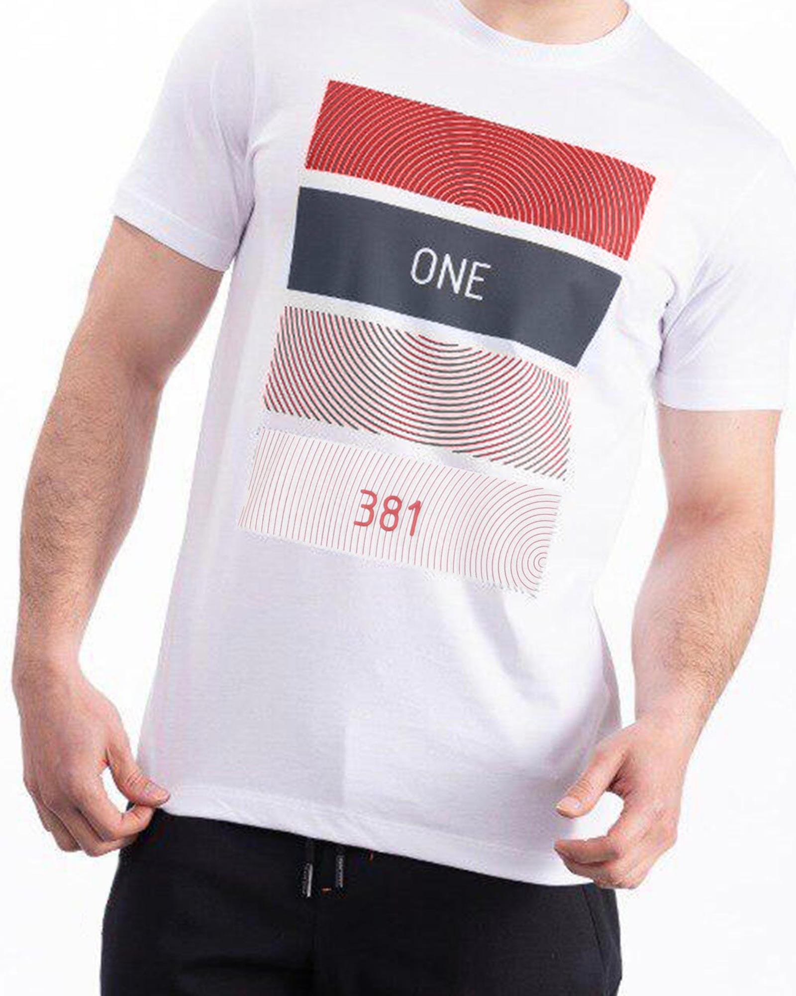 تیشرت اسپرت مردانه طرح برجسته- سفید- محیطی