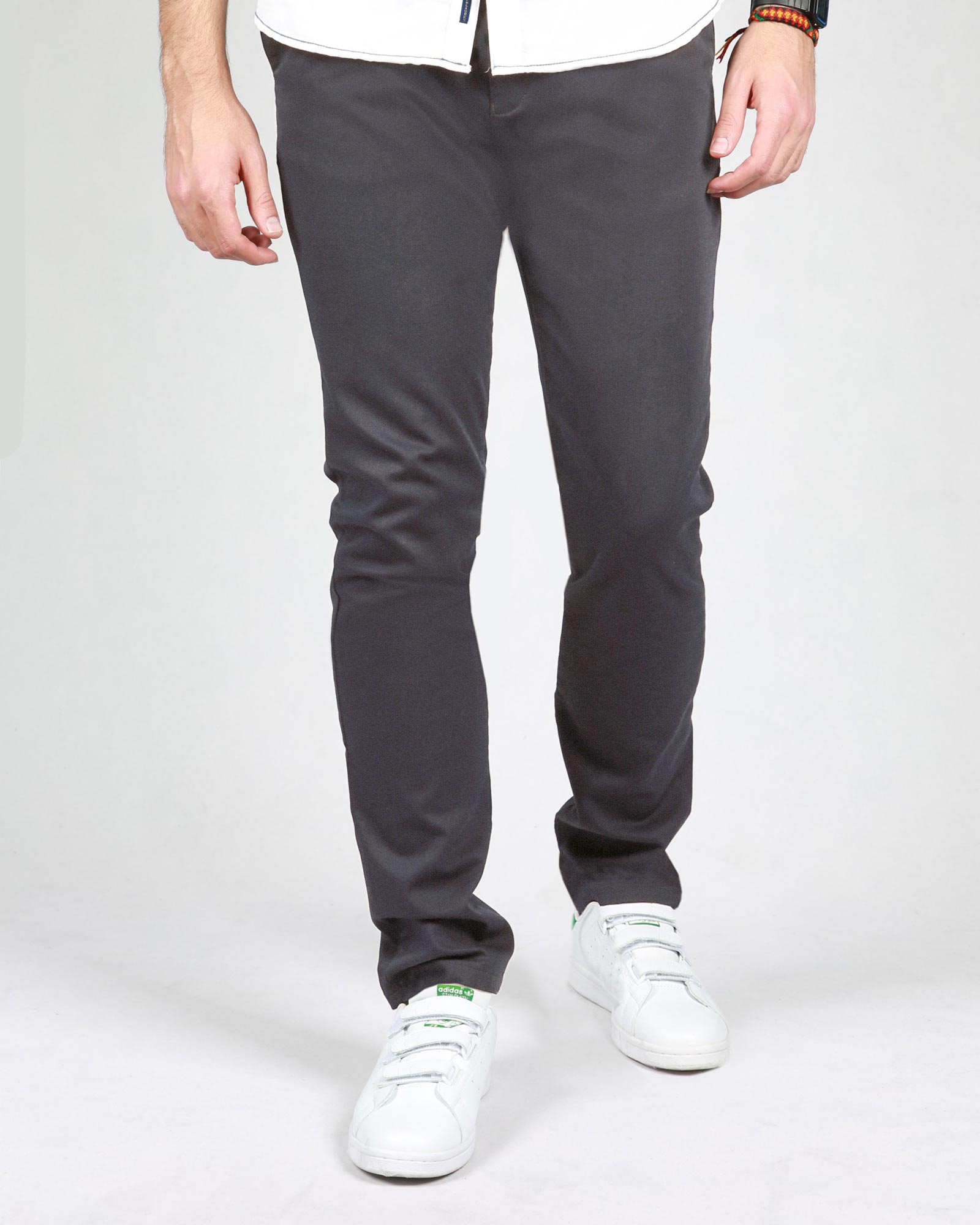 شلوار کتان مردانه ساده راسته - دودی - رو به رو