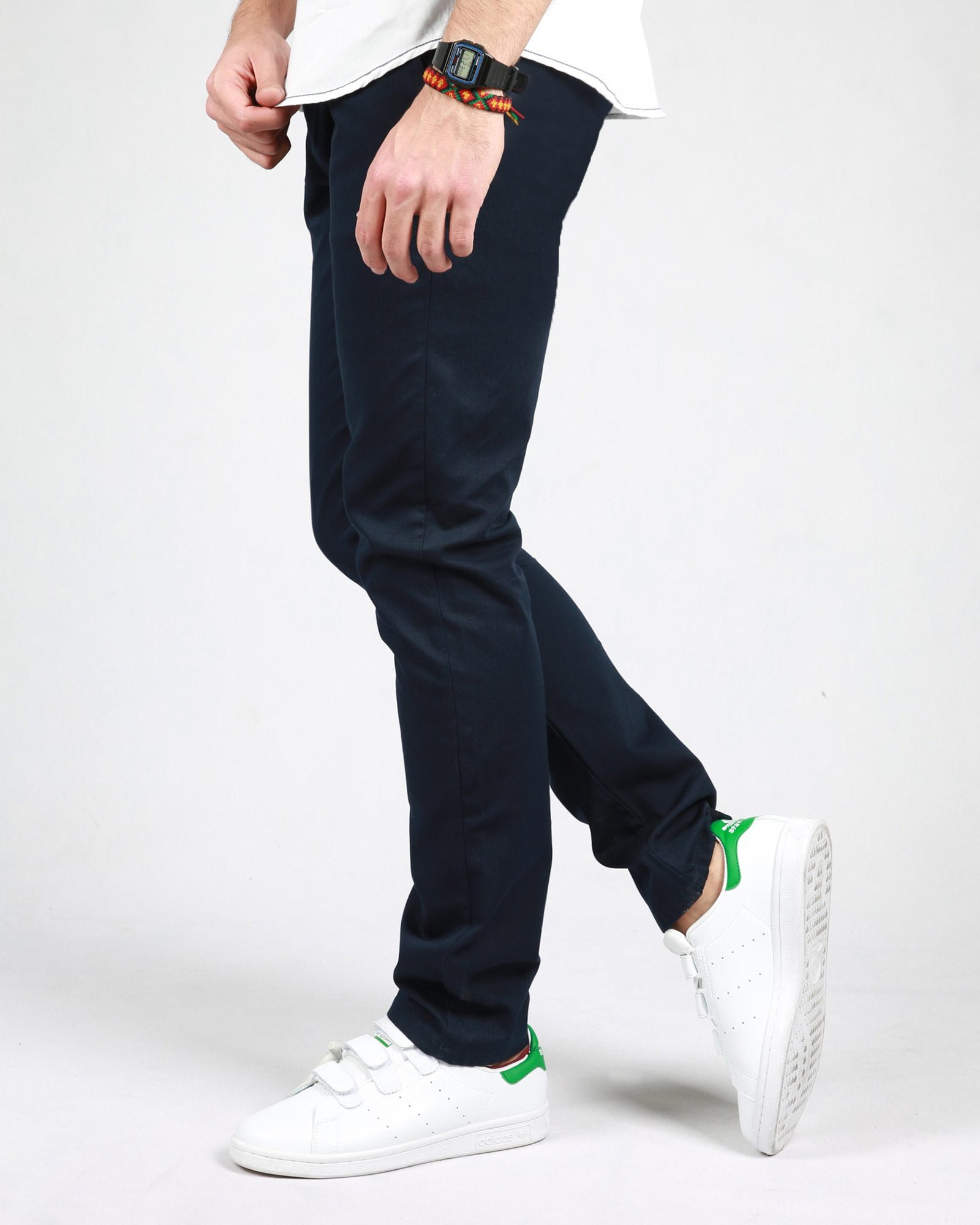 شلوار کتان مردانه ساده راسته - سرمه ای تیره - بغل