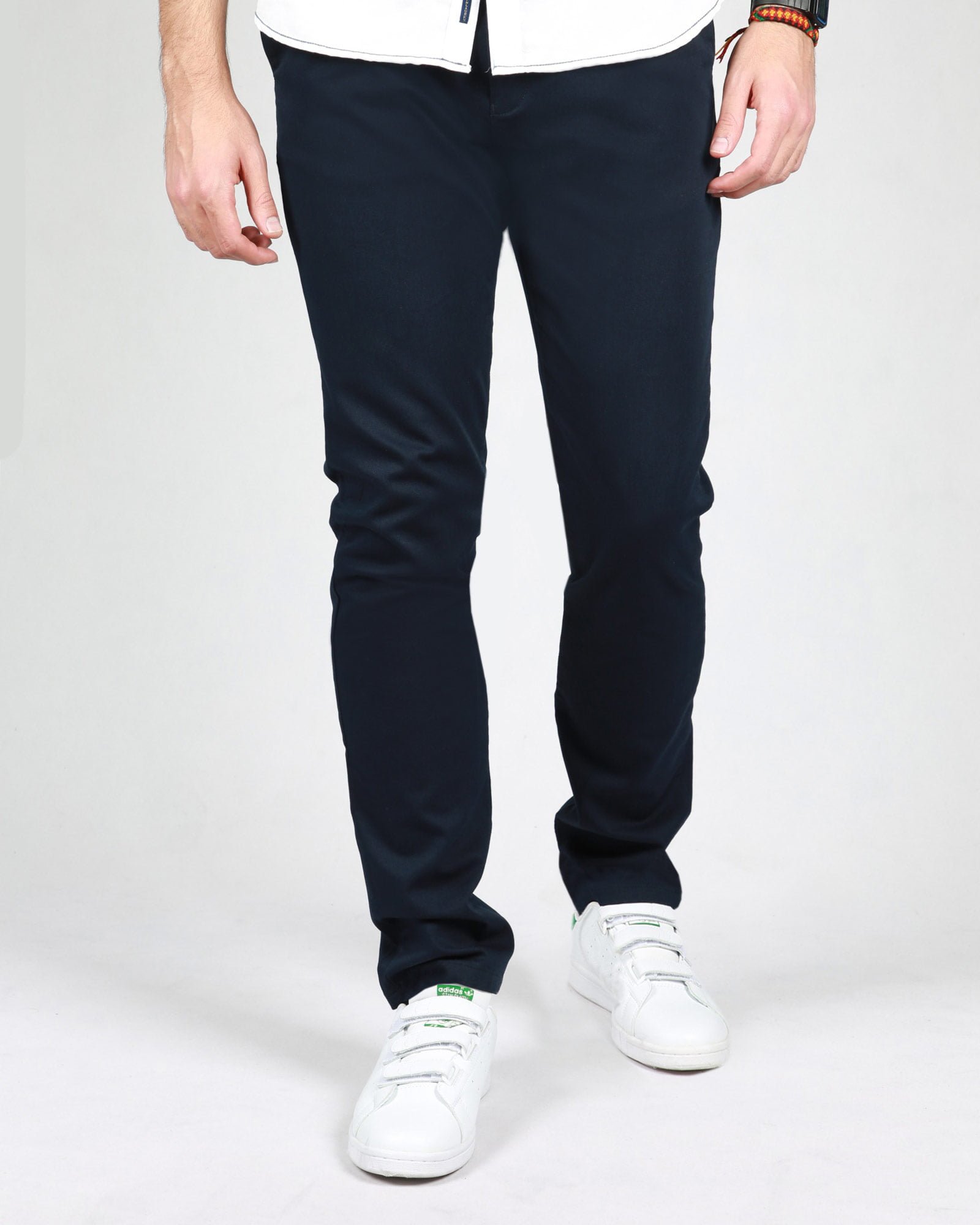 شلوار کتان مردانه ساده راسته - سرمه ای تیره - رو به رو