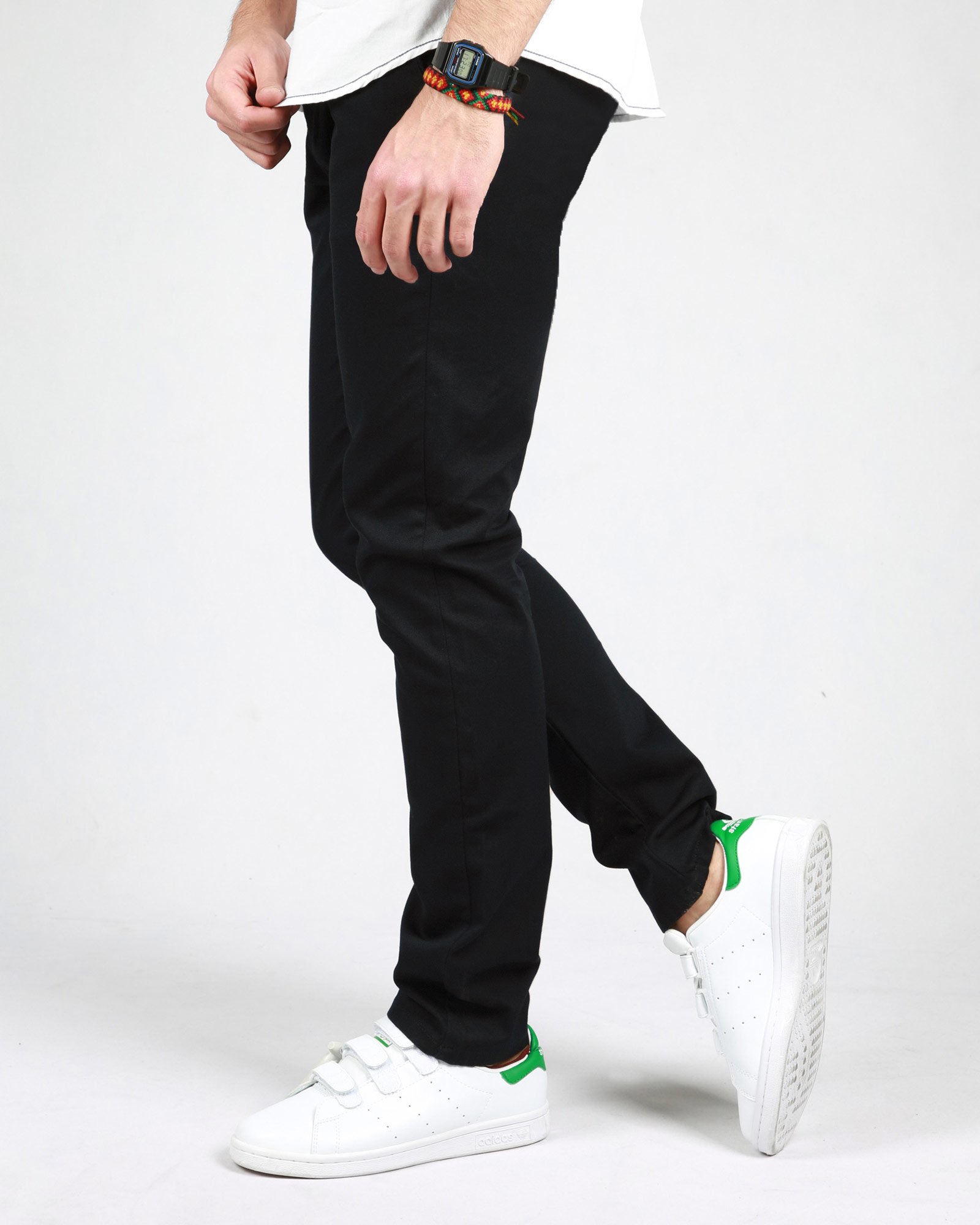 شلوار کتان مردانه ساده راسته - مشکی - بغل