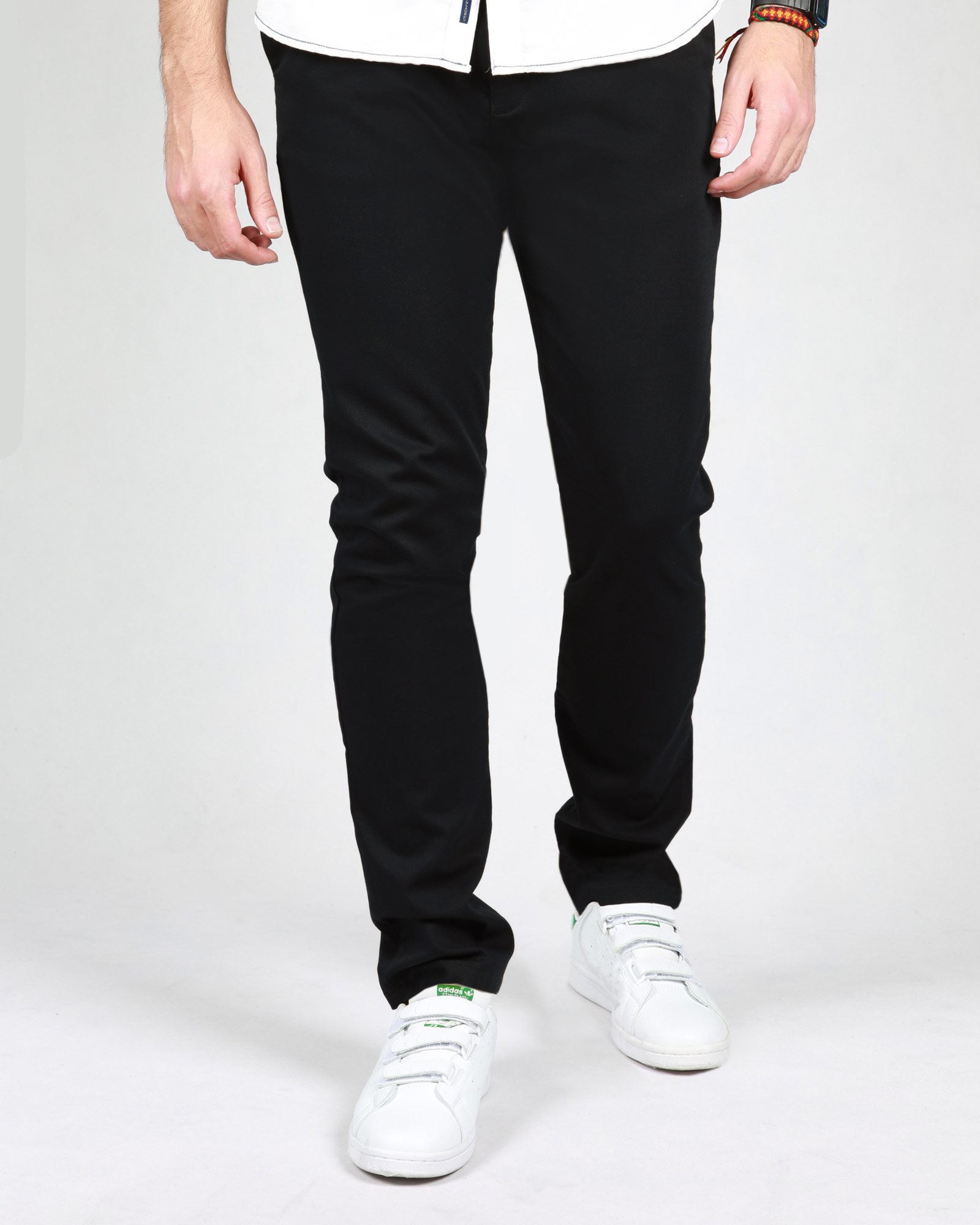 شلوار کتان مردانه ساده راسته - مشکی - رو به رو