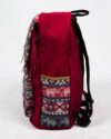 کوله پشتی کتان طرح سنتی - زرشکی - بغل