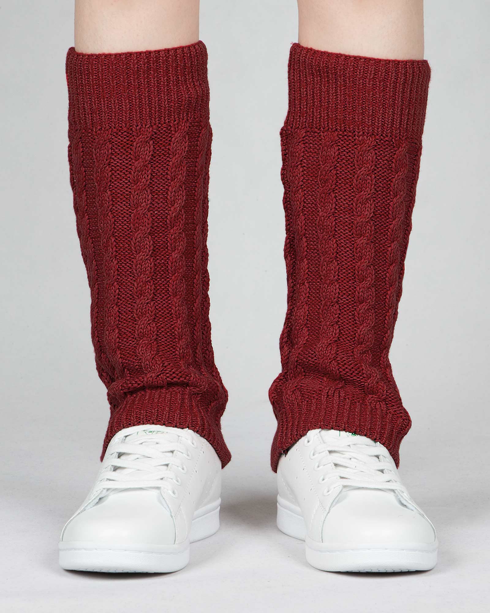 ساق پا بافت طرح مارپیچ - زرشکی - رو به رو