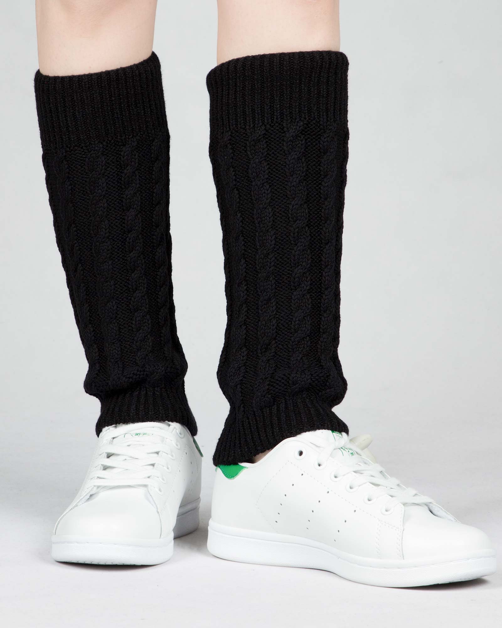 ساق پا بافت طرح مارپیچ - مشکی - رو به رو