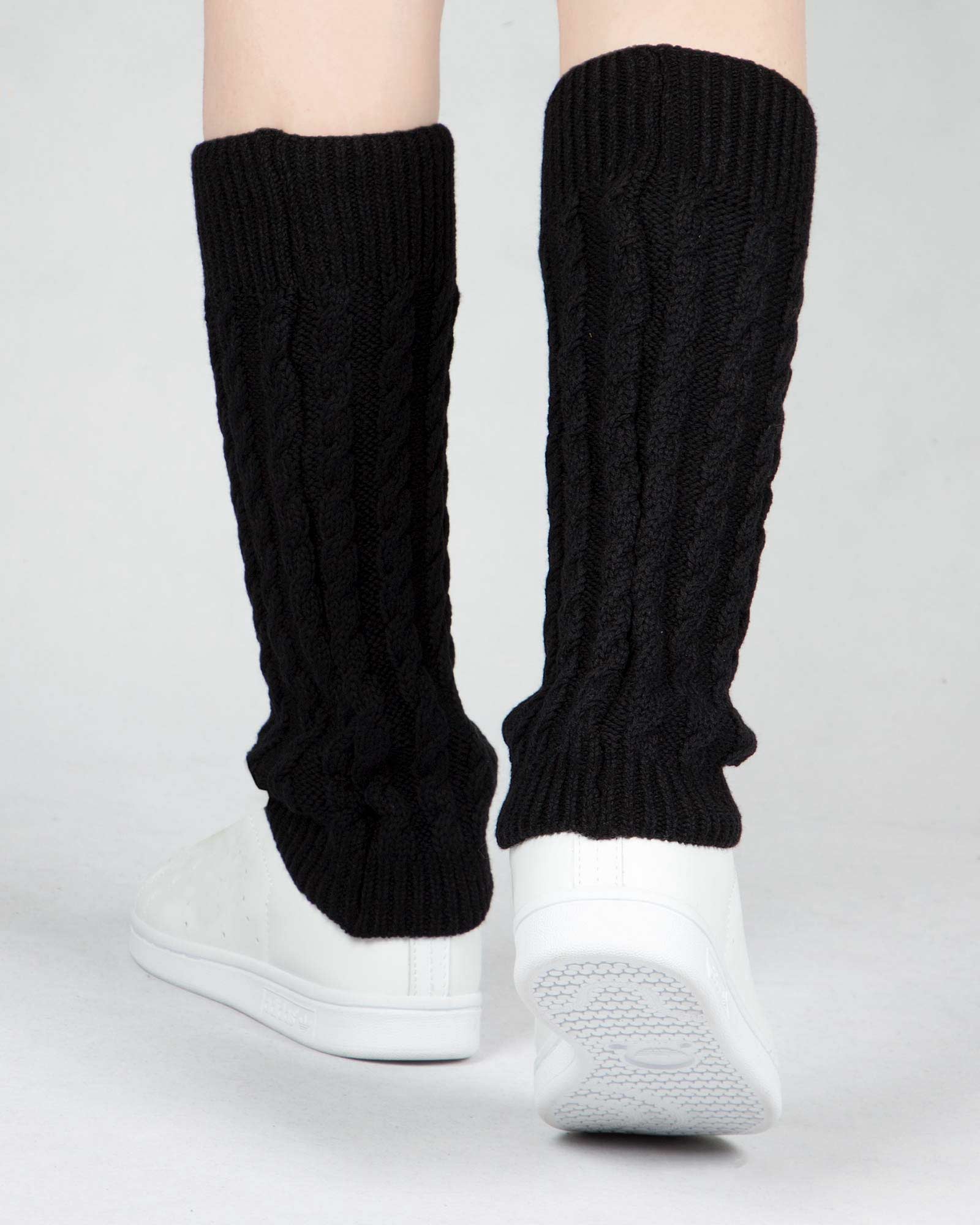 ساق پا بافت طرح مارپیچ - مشکی - پشت