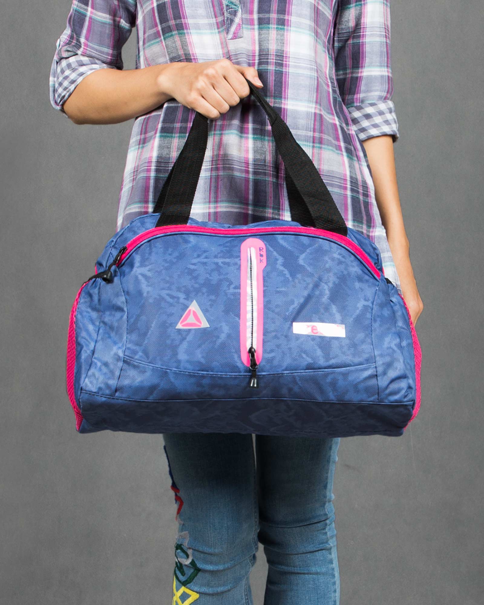 ساک ورزشی سرمه ای طرح دار - سرمه ای - ساک دستی