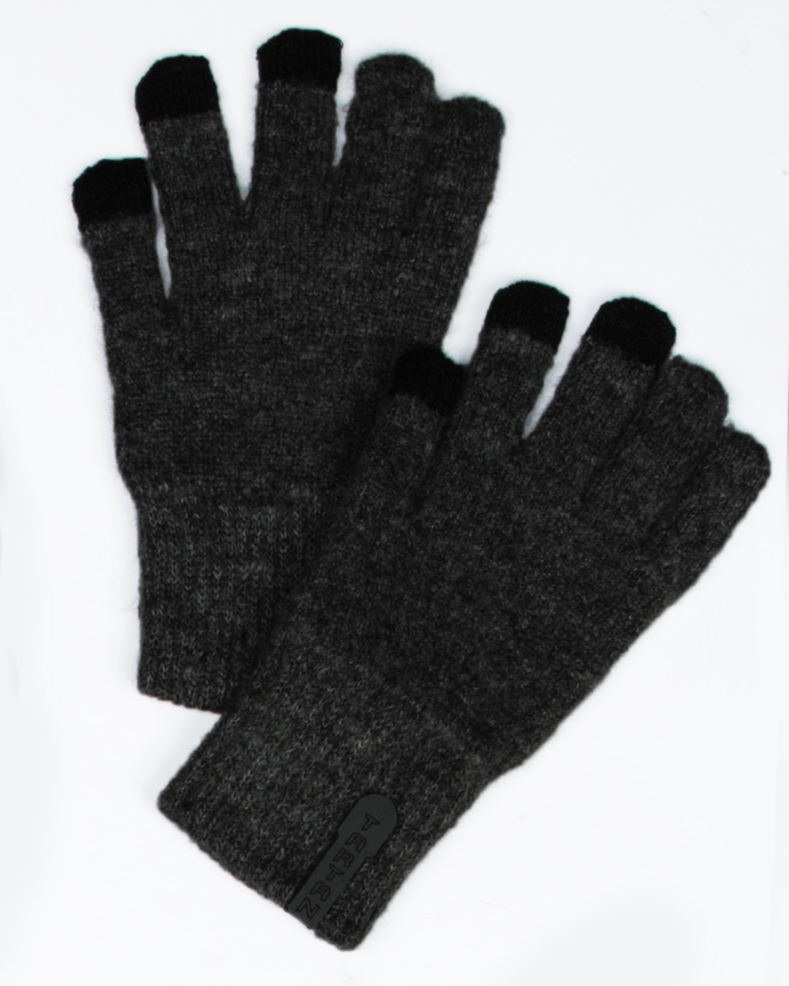 ست کلاه و شال گردن و دستکش بافت ساده - دودی تیره - دستکش