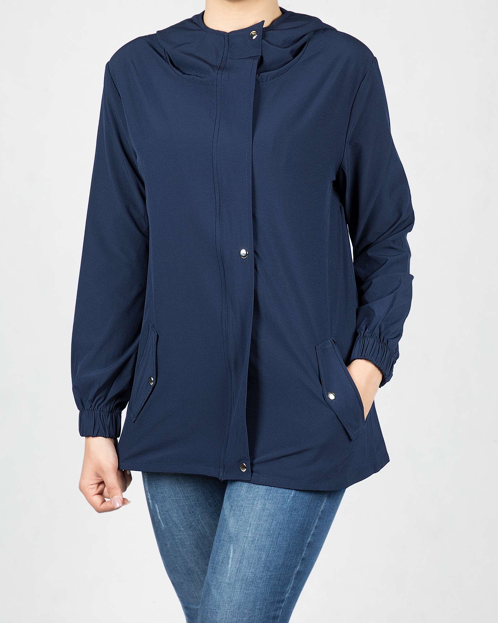 سویشرت کلاه دار زنانه سرمه ای - سرمه ای - رو به رو