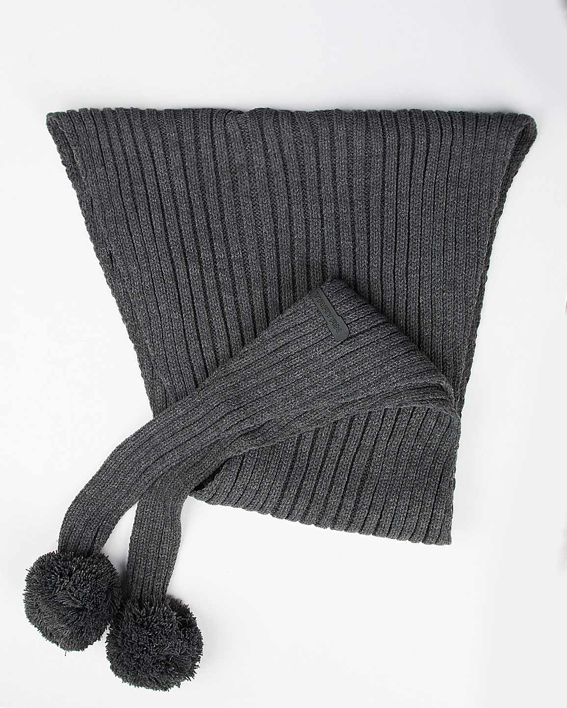 شال گردن بافت دخترانه منگوله دار - خاکستری - بالا