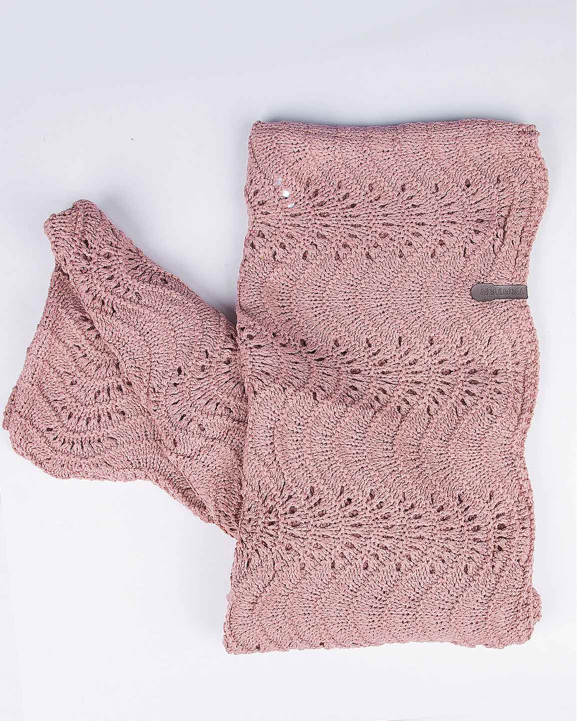 شال گردن بافت رینگی - صورتی کثیف - رو به رو