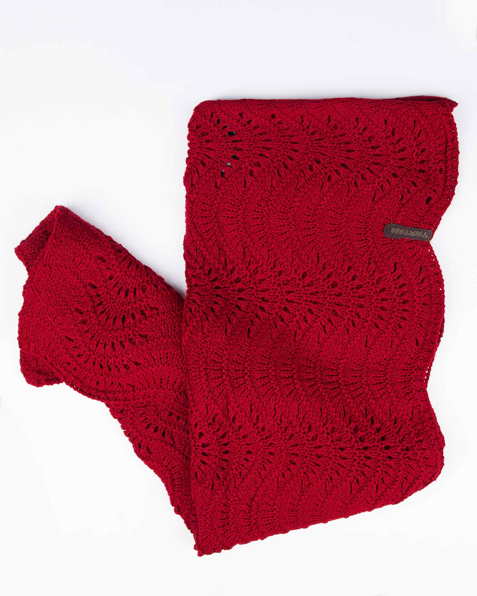 شال گردن بافت رینگی - قرمز - رو به رو