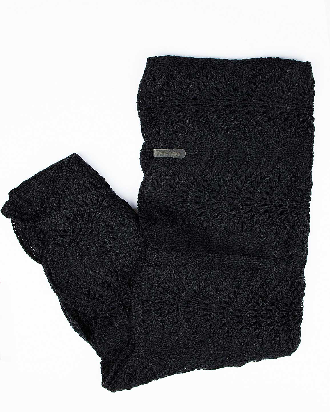 شال گردن بافت رینگی - مشکی - رو به رو