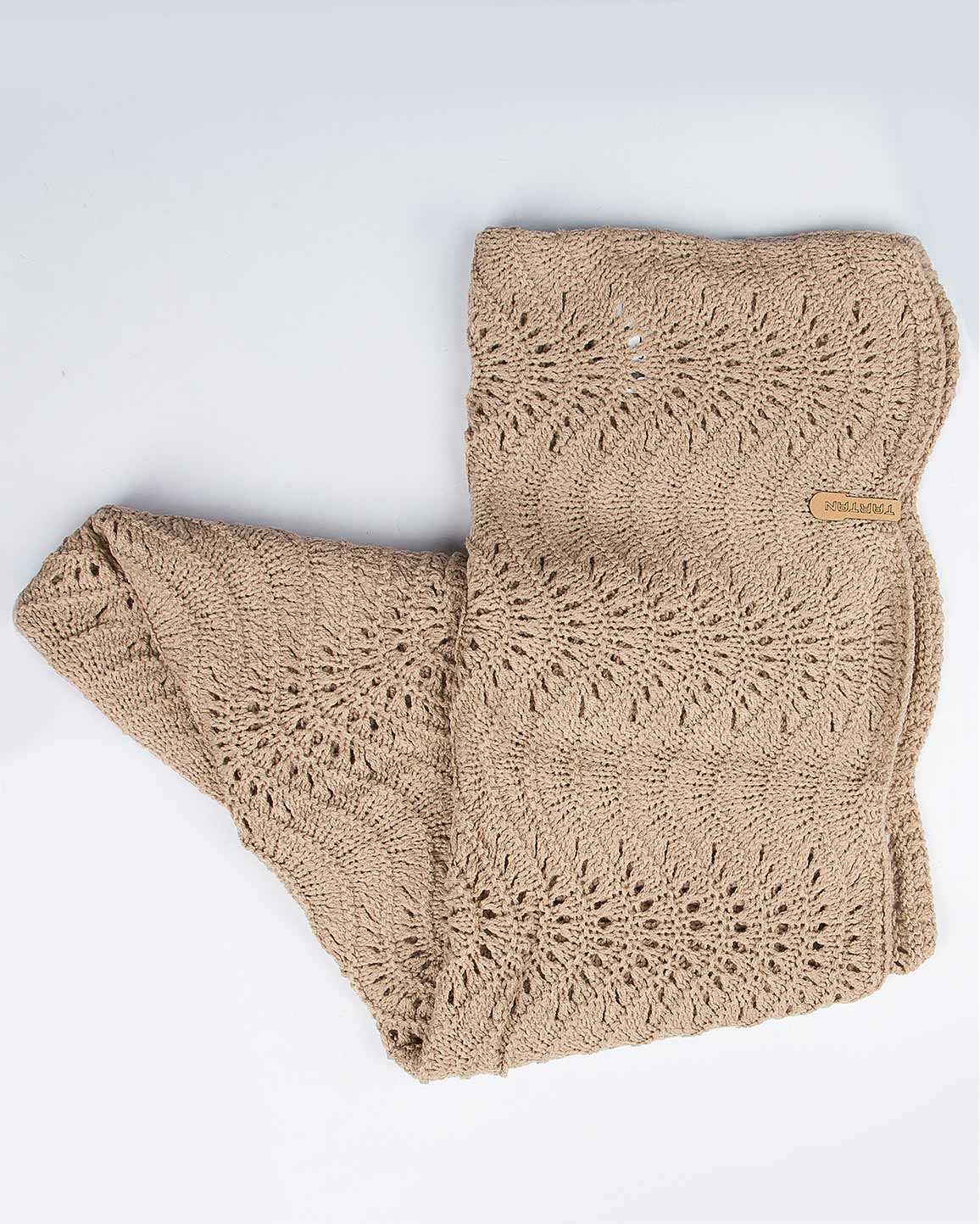 شال گردن بافت رینگی - کرمی - رو به رو