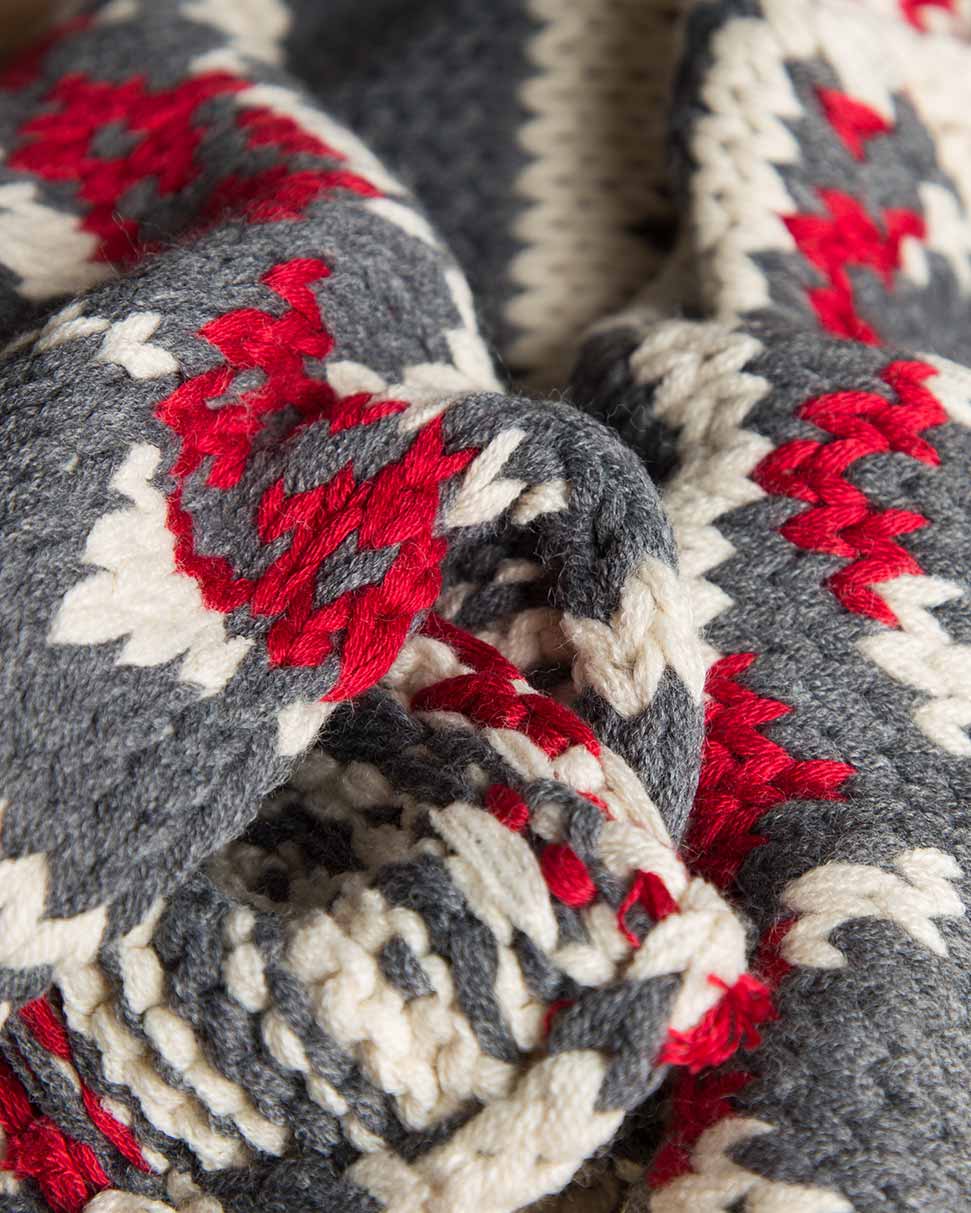 شال گردن طرح دار بافت جیب دار - کرمی - بافتنی