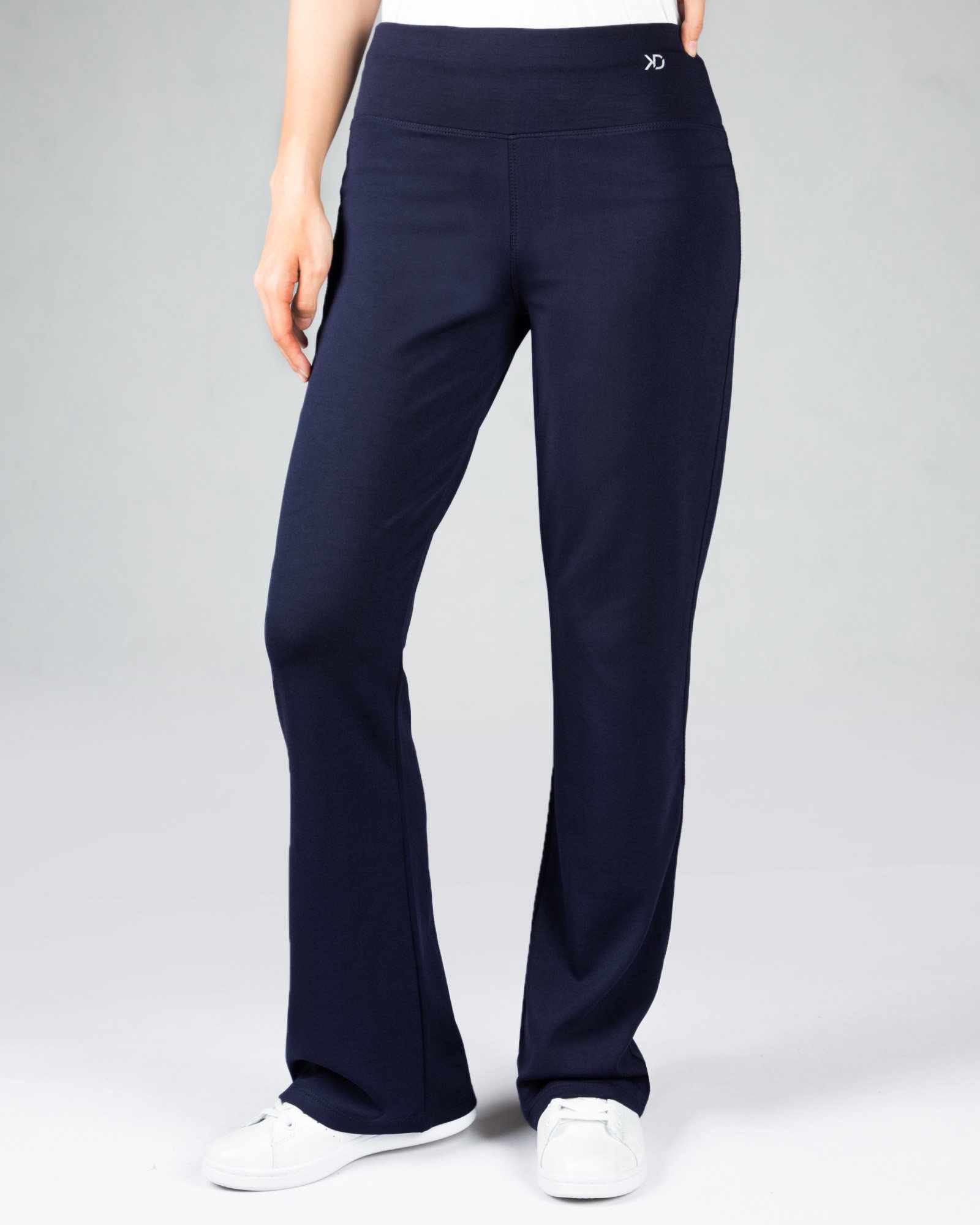 شلوار اسپرت ساده دمپا گشاد زنانه - سرمه ای - استایل رو به رو