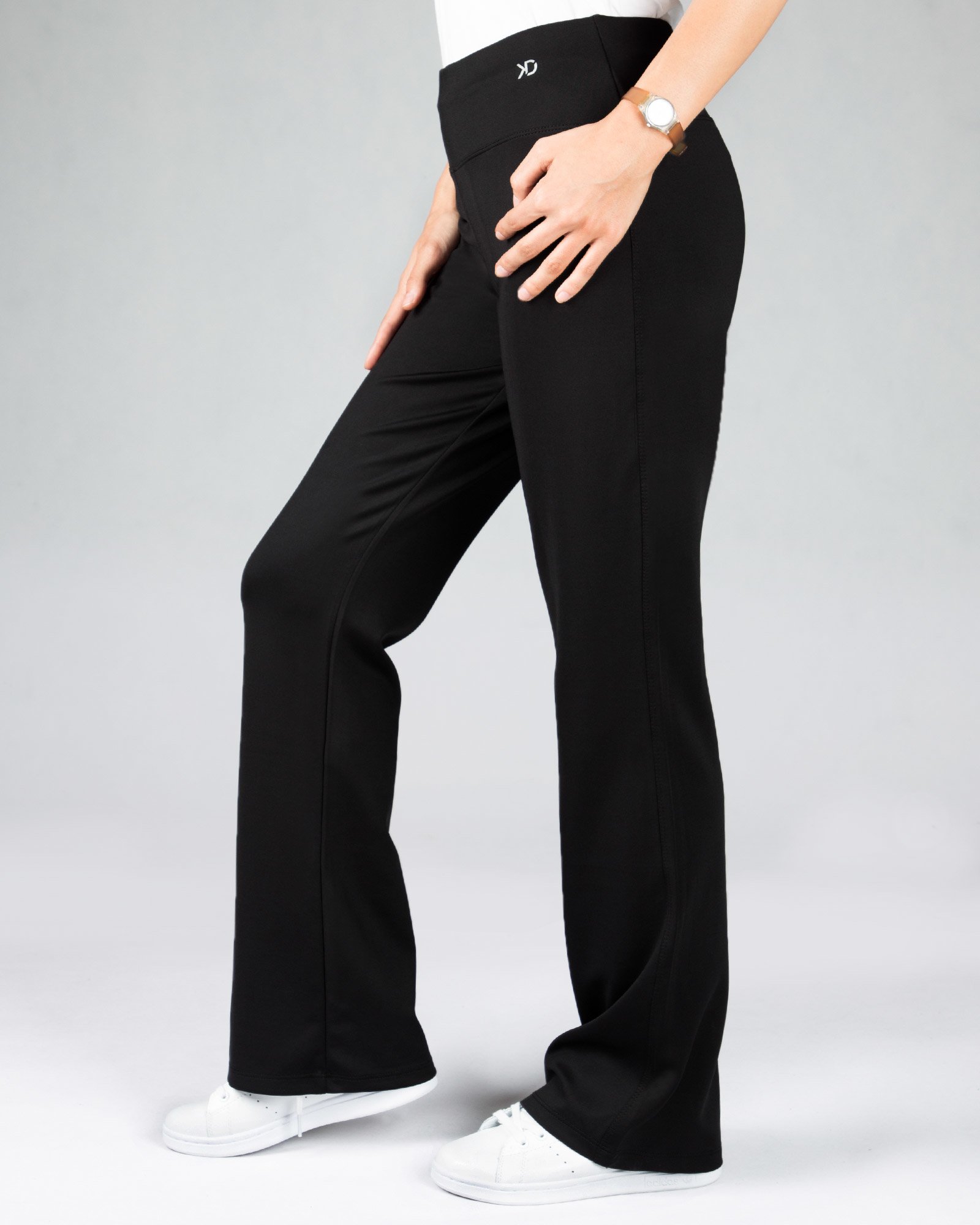 شلوار اسپرت ساده دمپا گشاد زنانه - مشکی - بغل