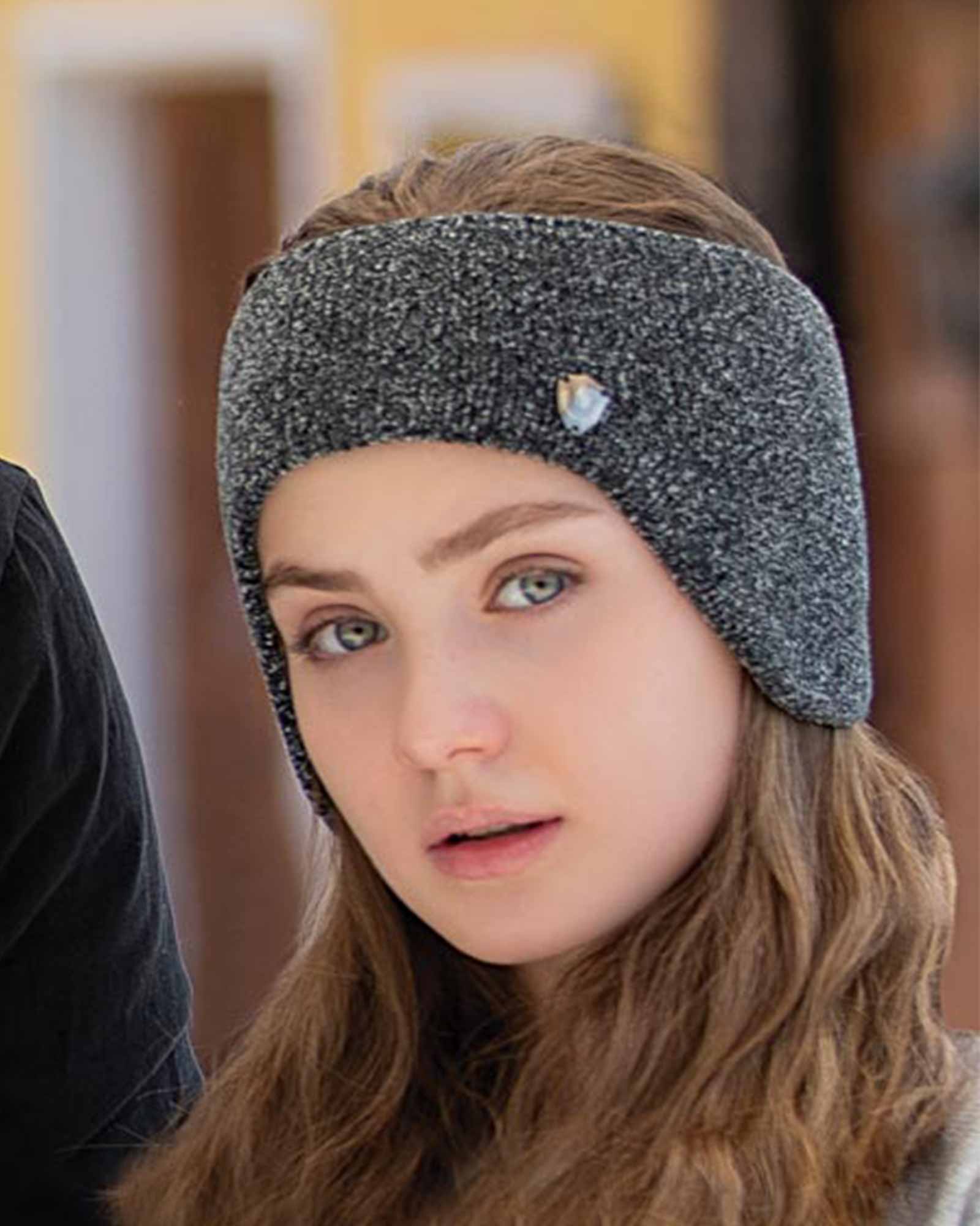 هدبند بافت طرح برفکی - مشکی - محیطی زنانه